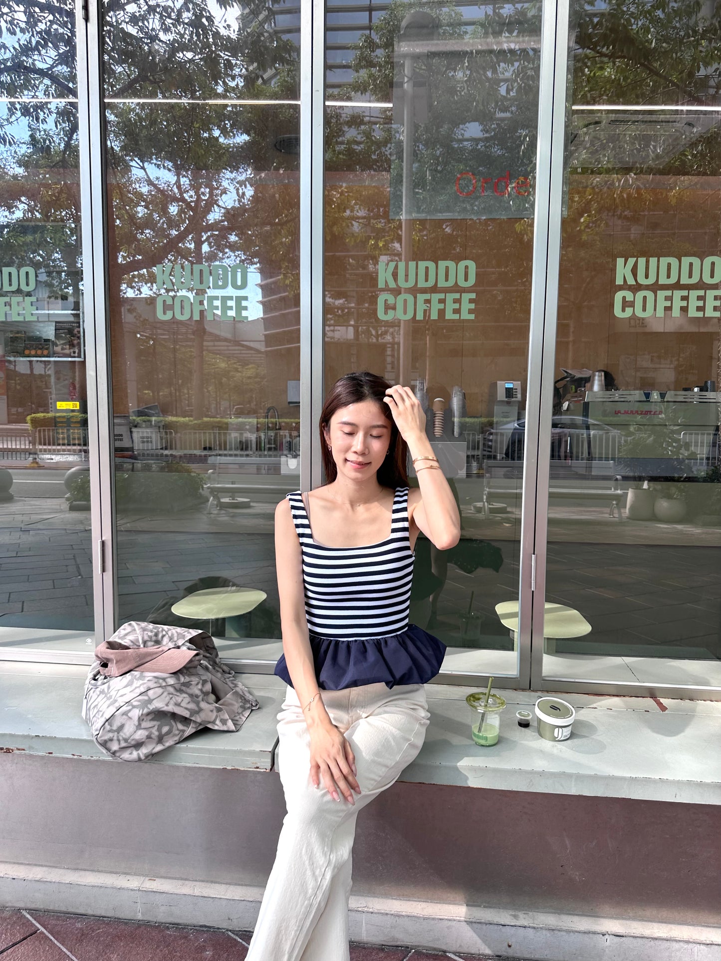 Striped Ruffles Blue Tank Top