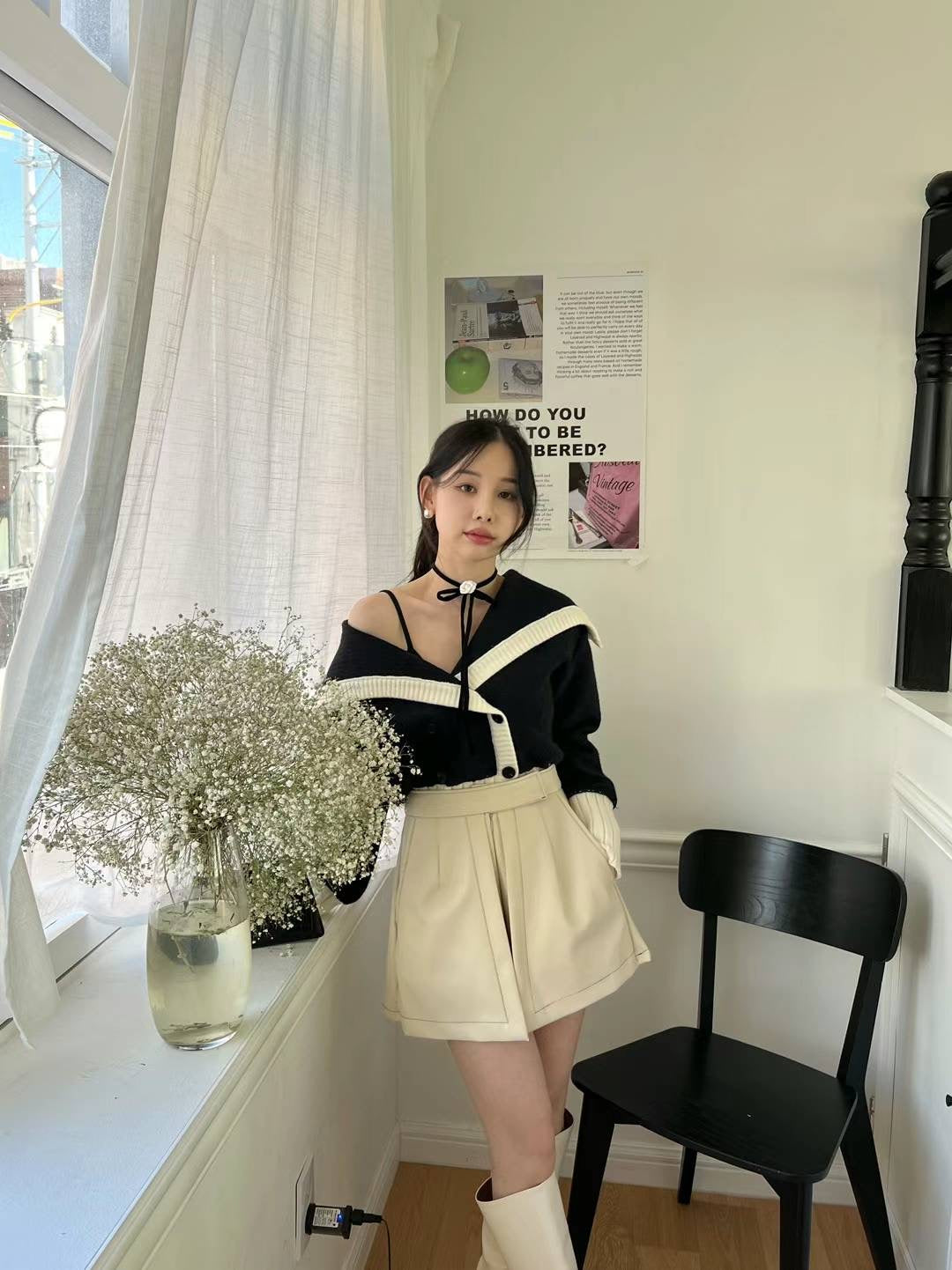 Slit Leather Skirt Shorts