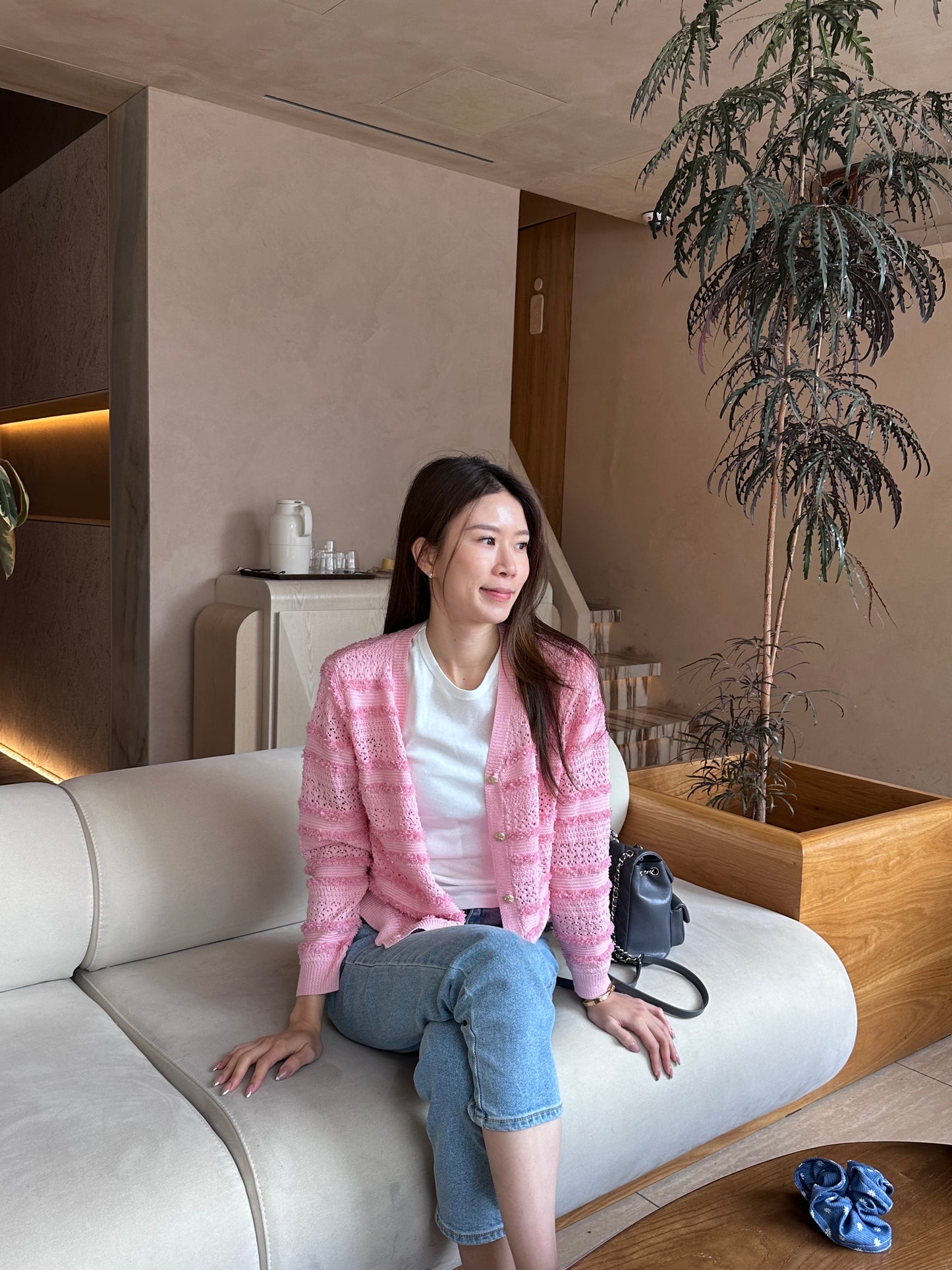 Ruffles Tweed Thin Cardigan