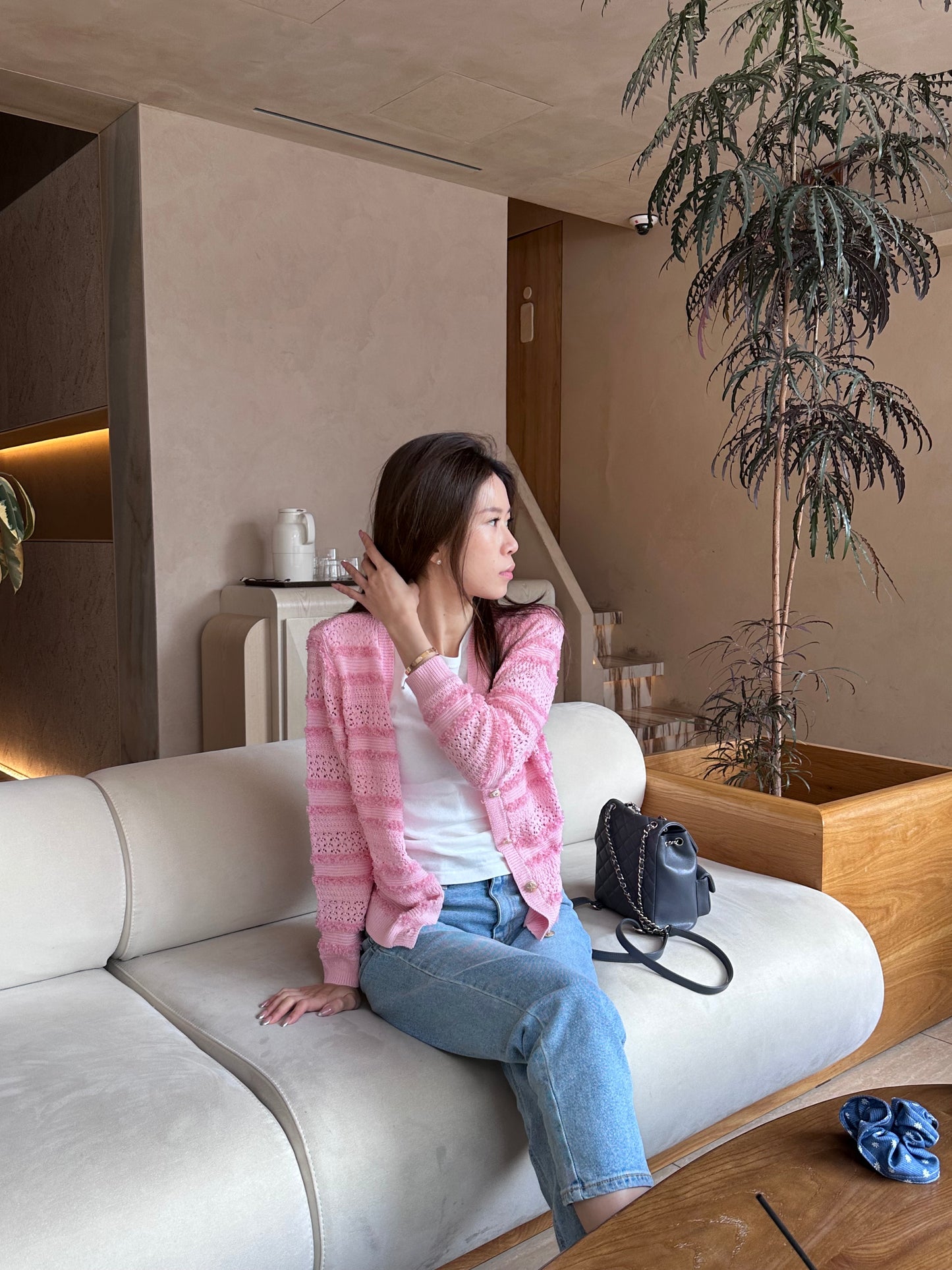 Ruffles Tweed Thin Cardigan