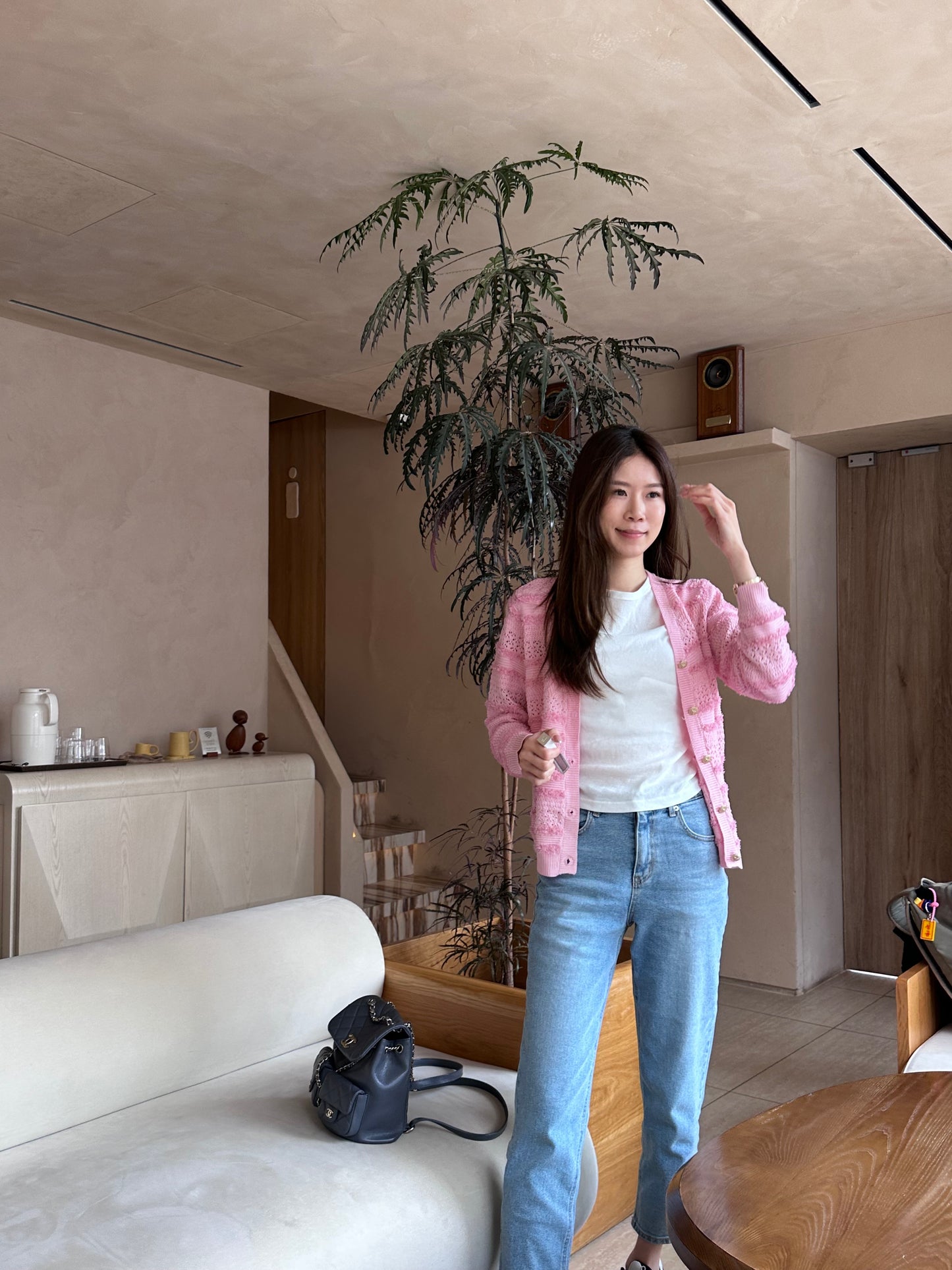 Ruffles Tweed Thin Cardigan
