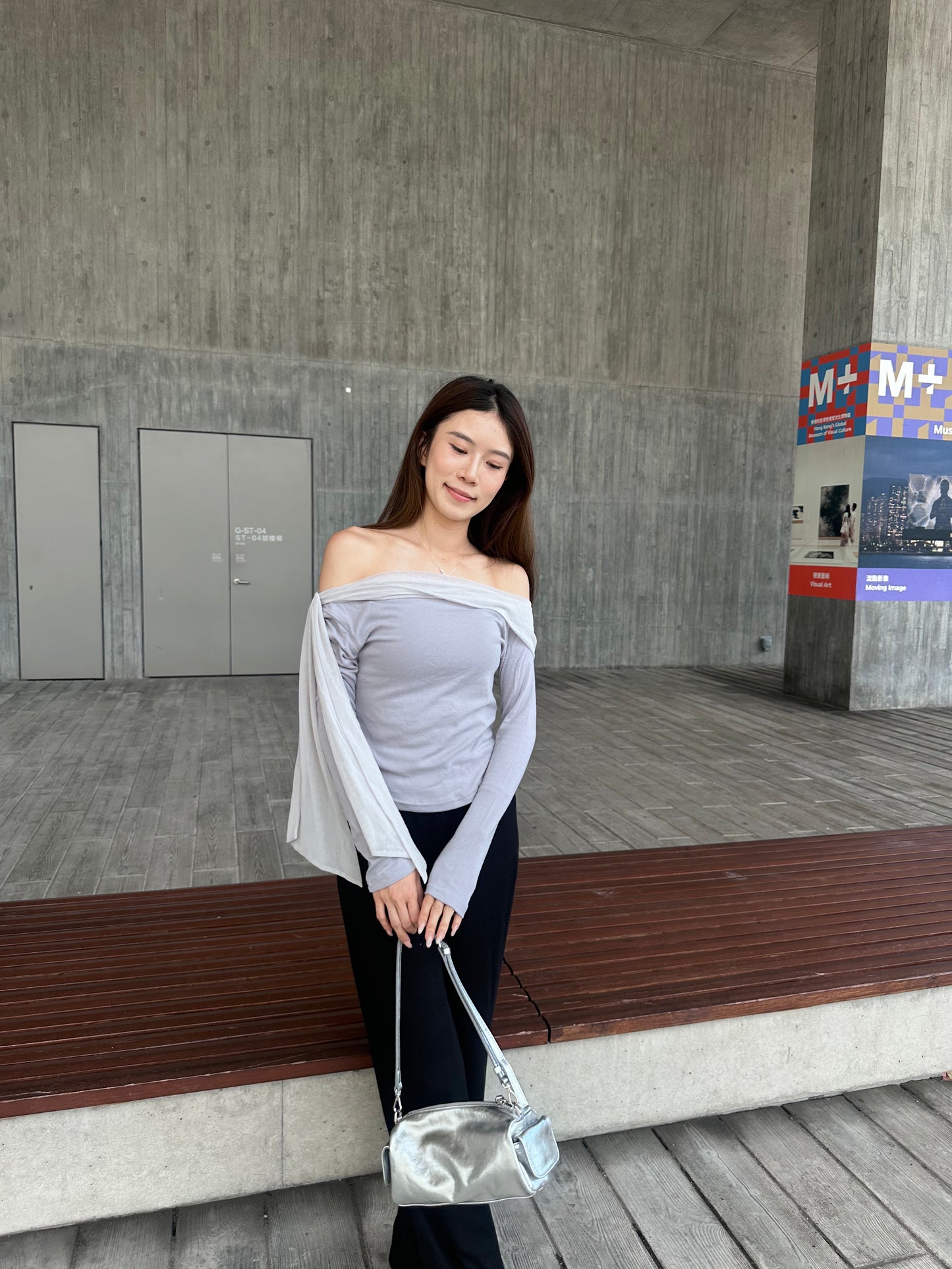 Purple Side Lace Long Sleeves Top