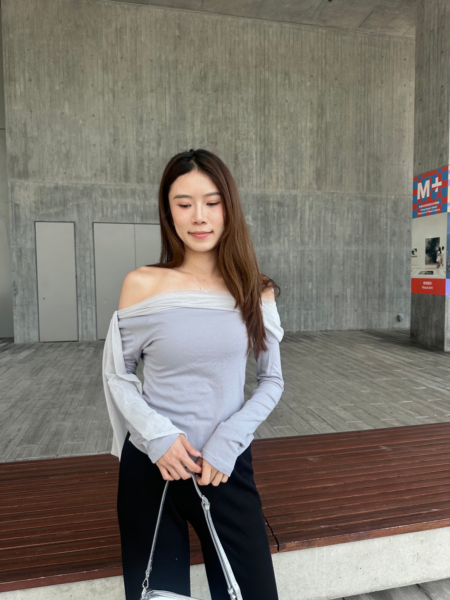 Purple Side Lace Long Sleeves Top