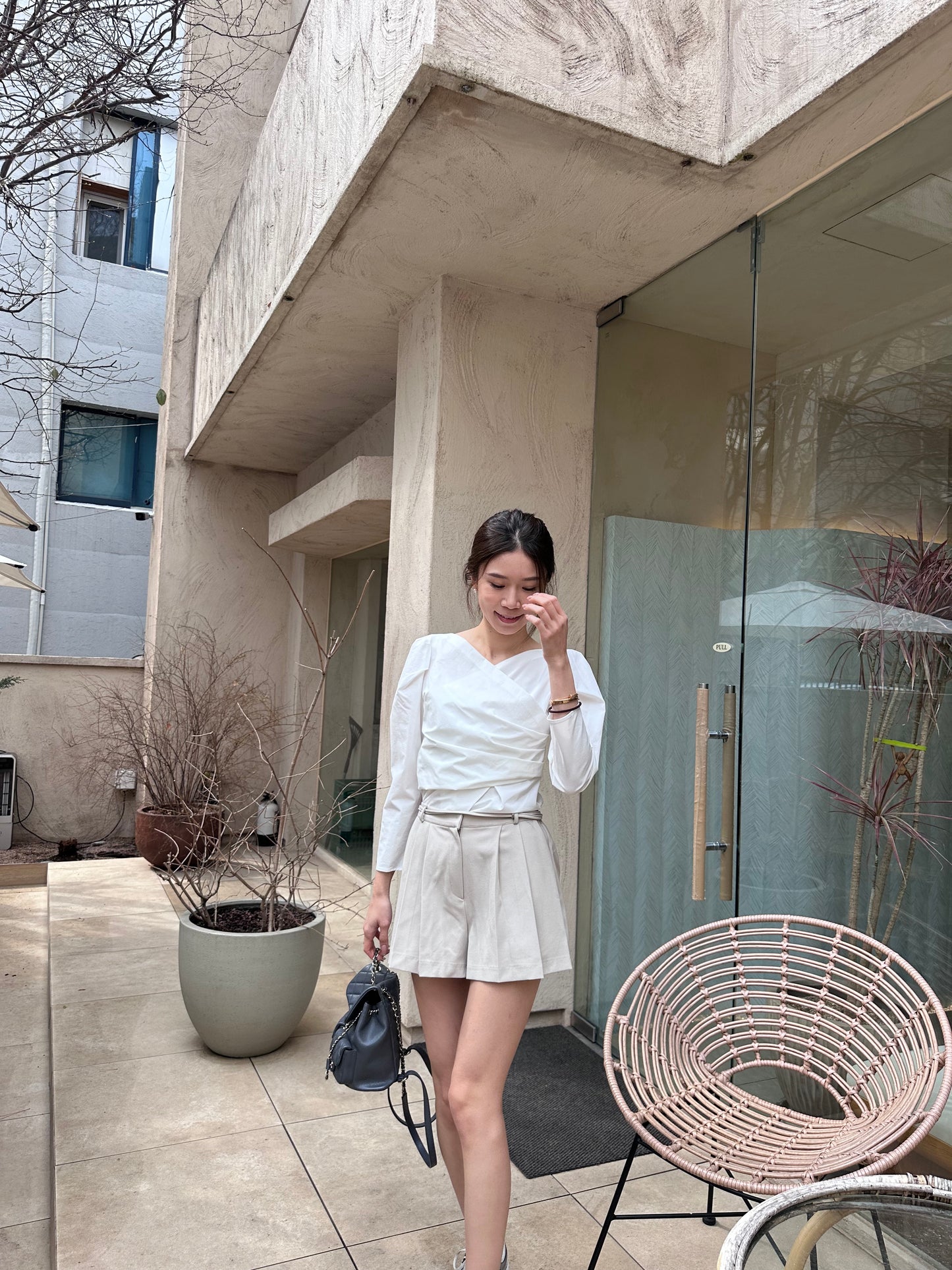 Pleated With Belt Shorts