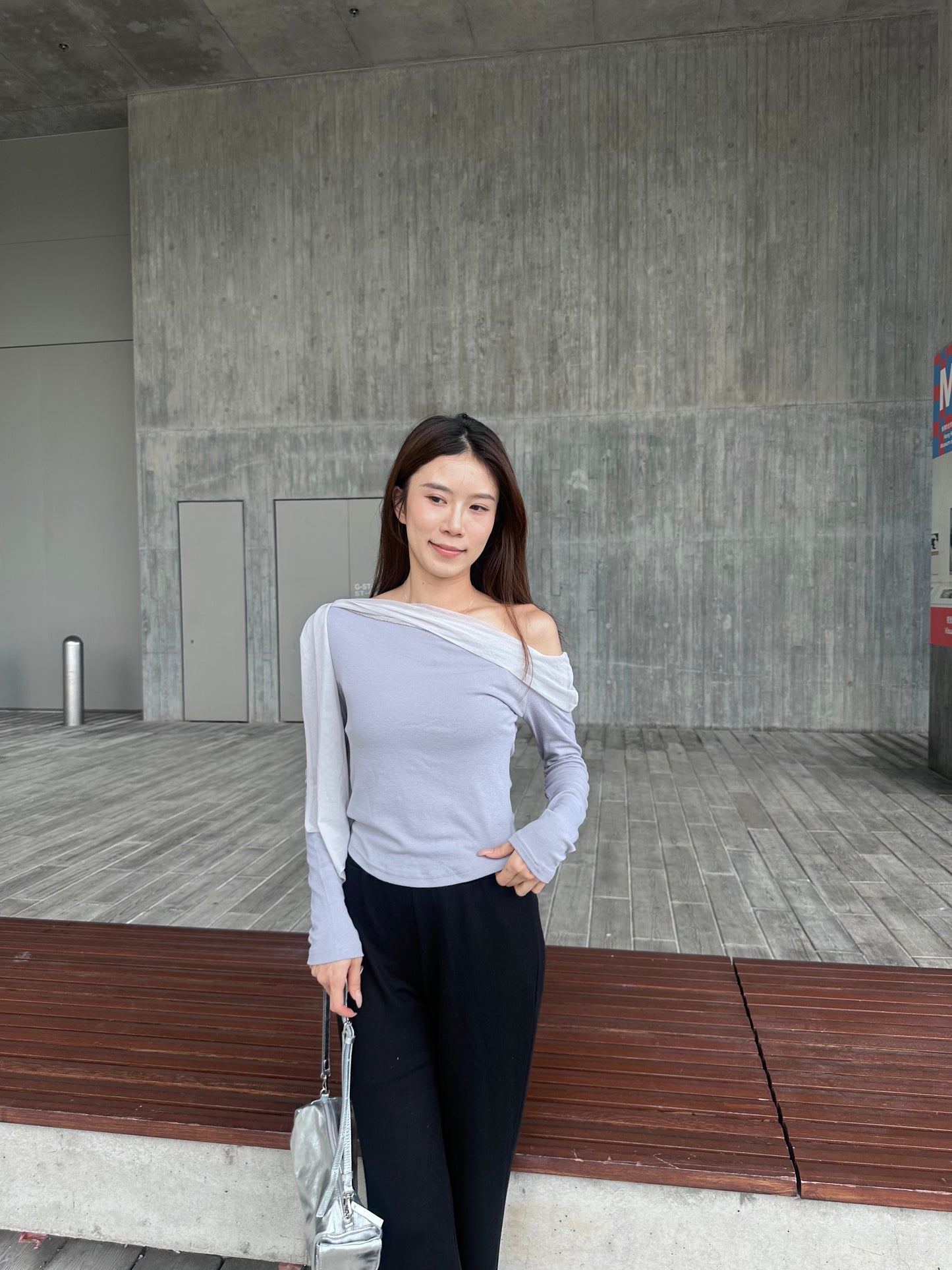 Purple Side Lace Long Sleeves Top