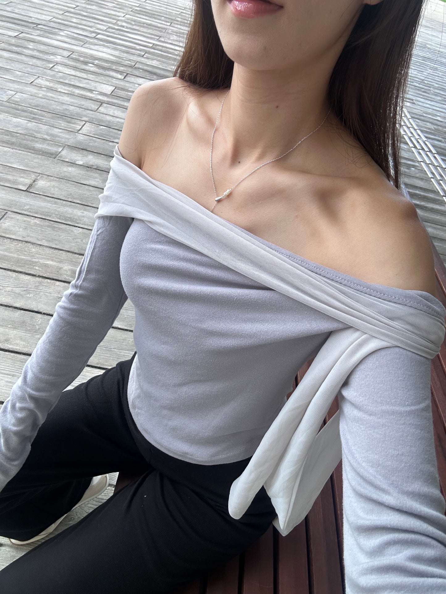 Purple Side Lace Long Sleeves Top