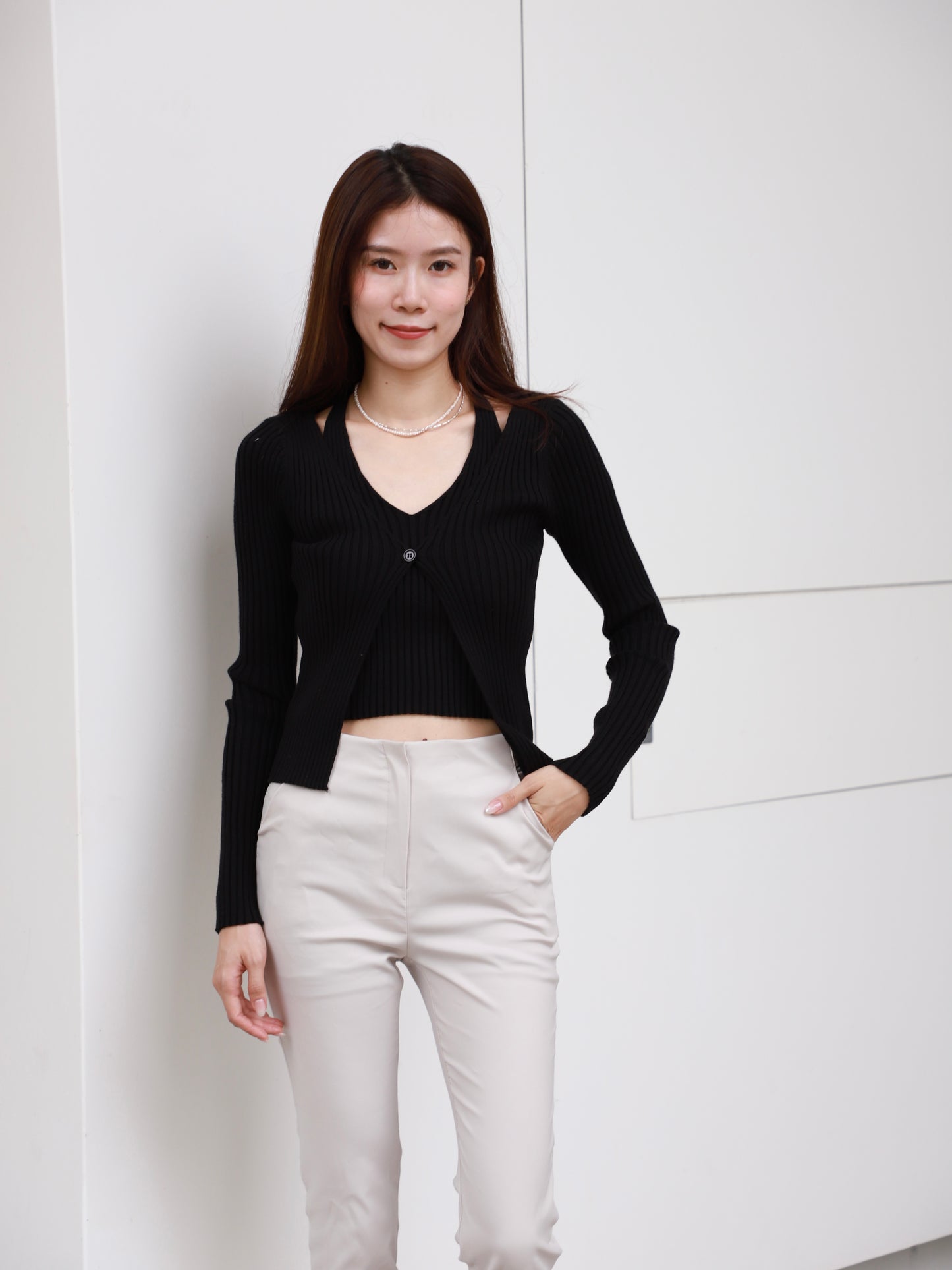 Cross Neck Attachable Cardigan