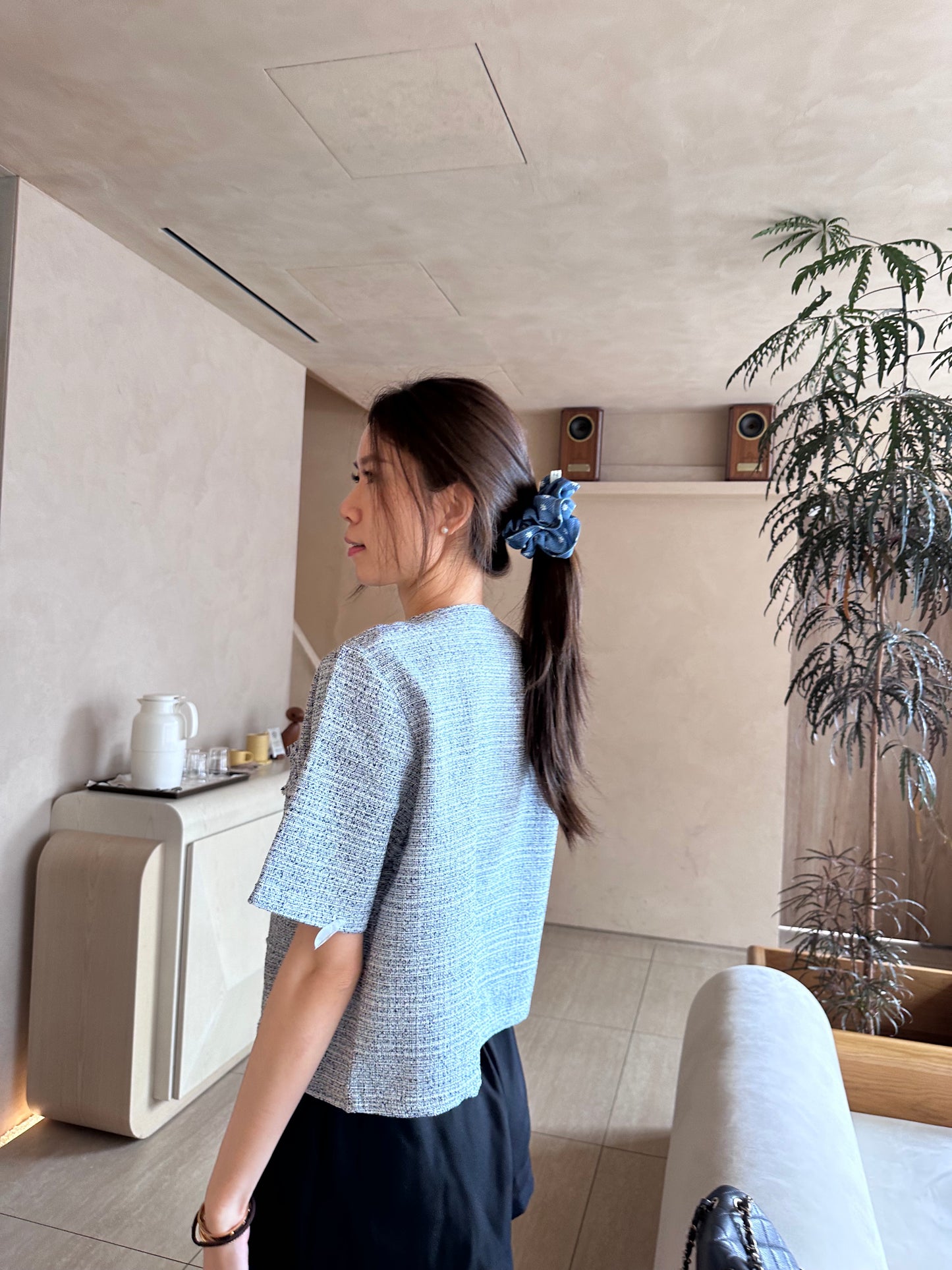 Blue Tweed Cropped Jacket