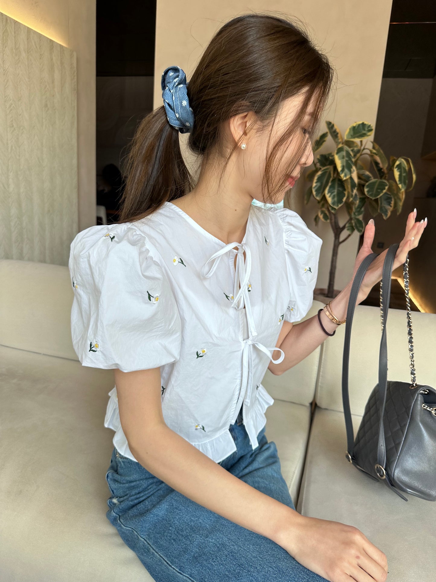 Denim Flower Hair Band