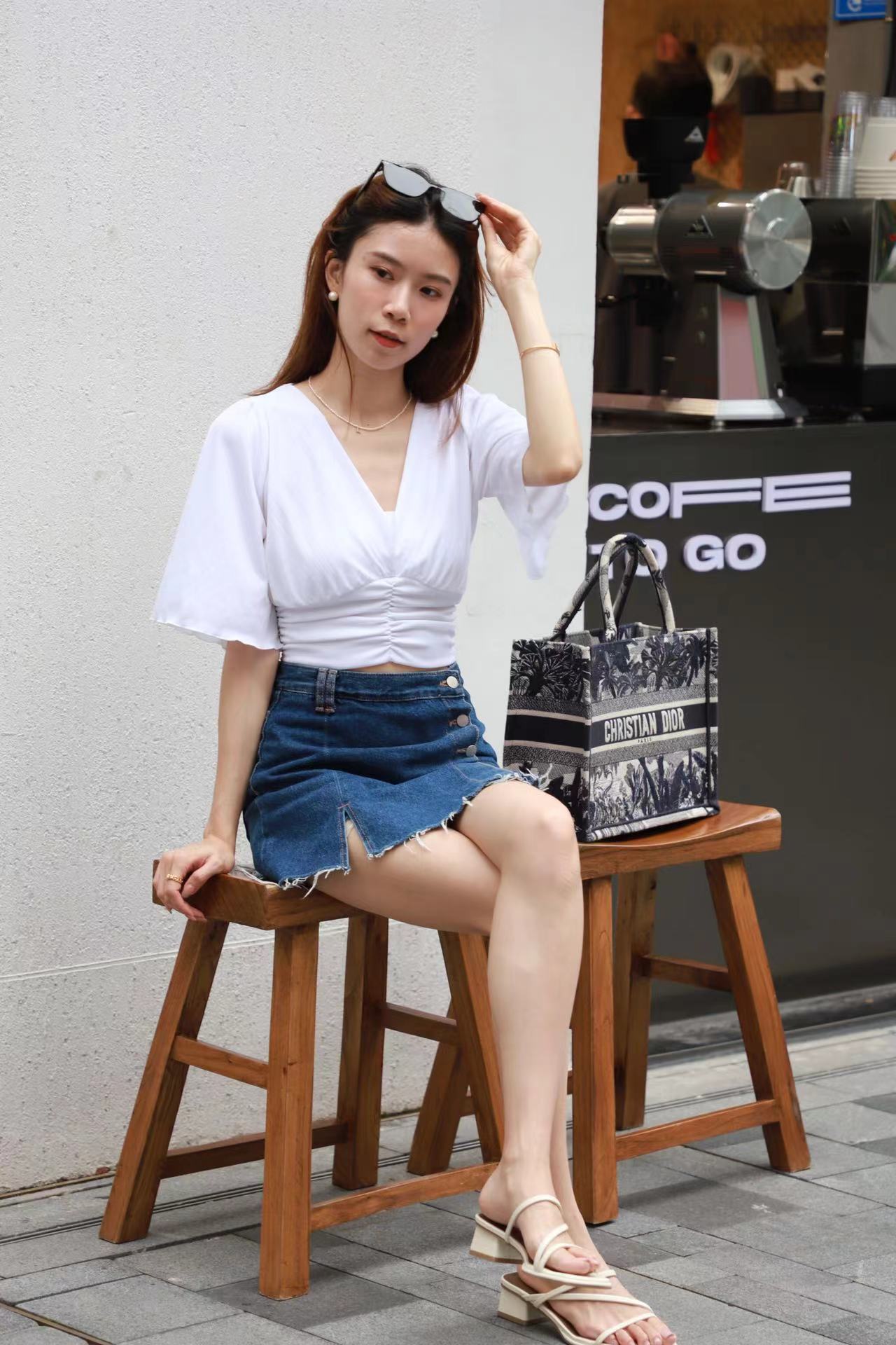 V neck Big Sleeves Cropped T Top
