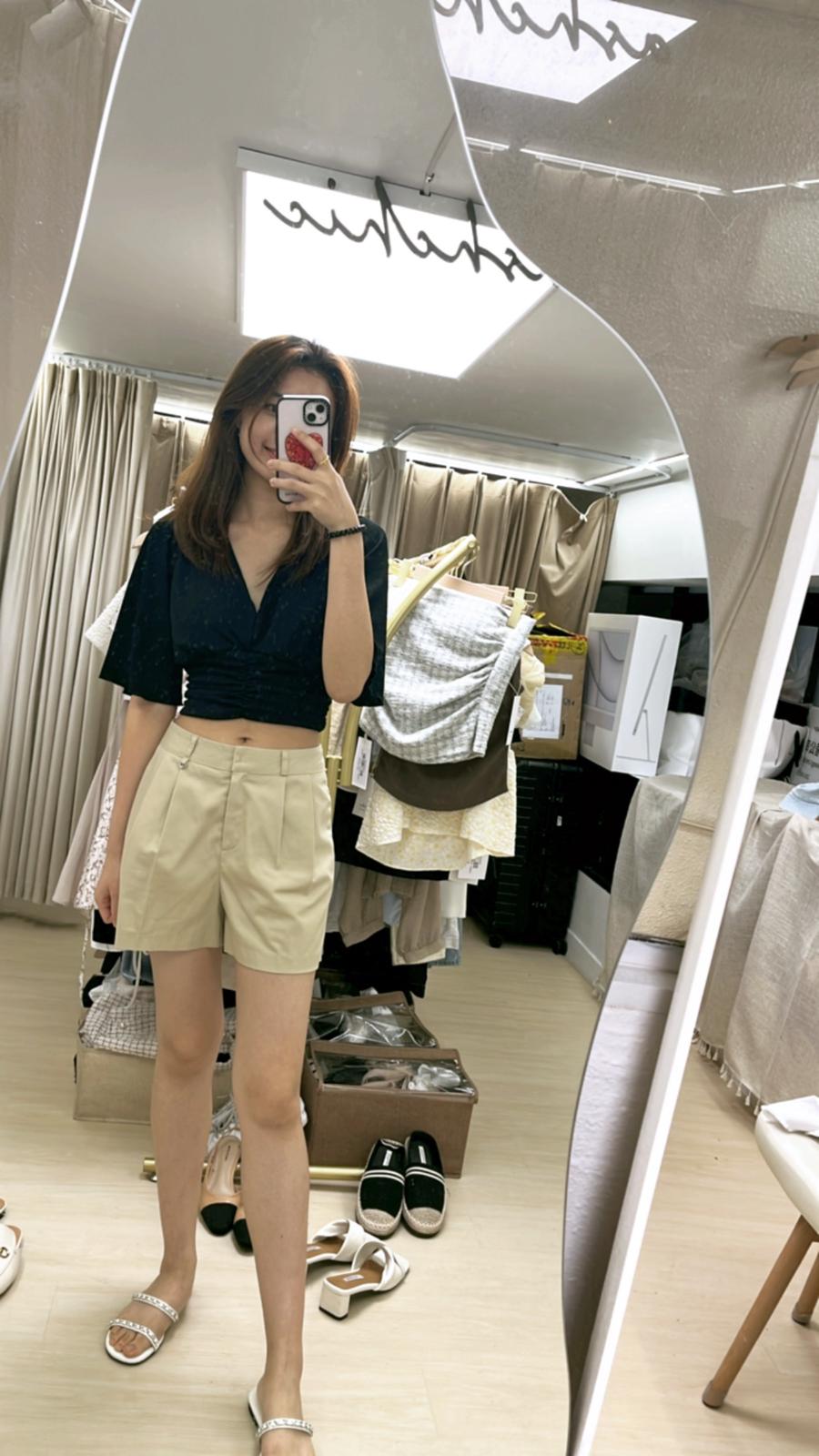 V neck Big Sleeves Cropped T Top