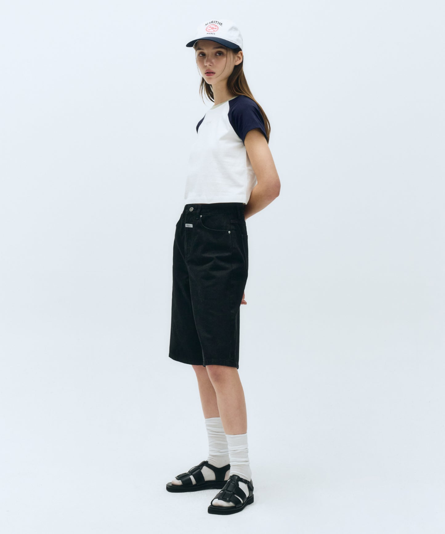 W 2-TONE RAGLAN CROP TEE