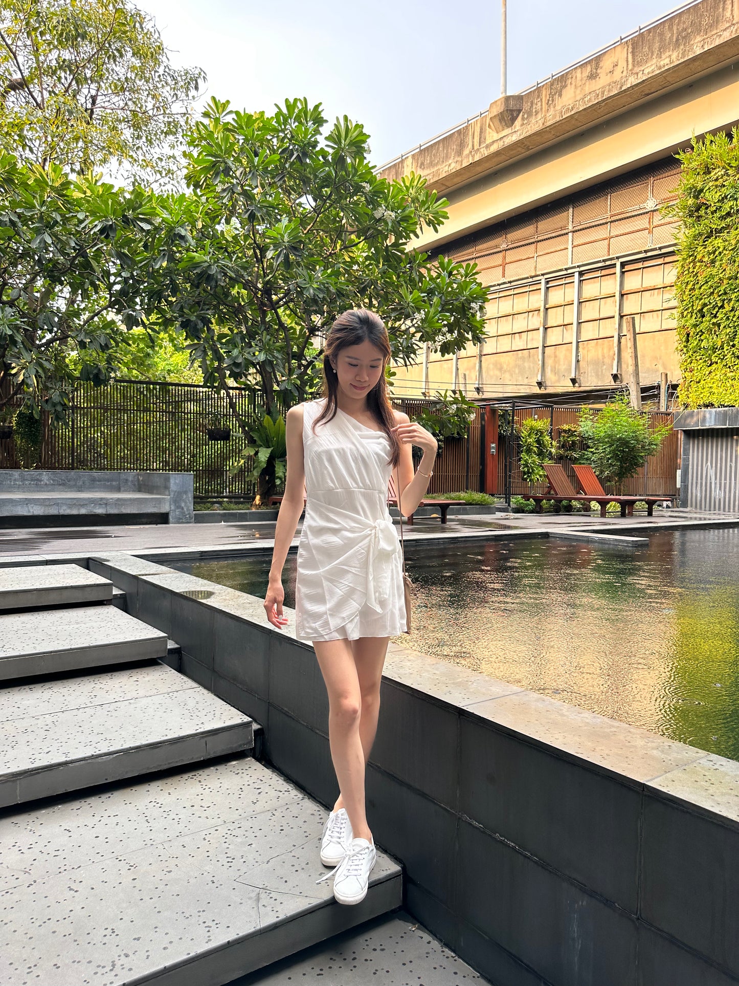 THAI Cross Shoulder Wrap Mini Dress
