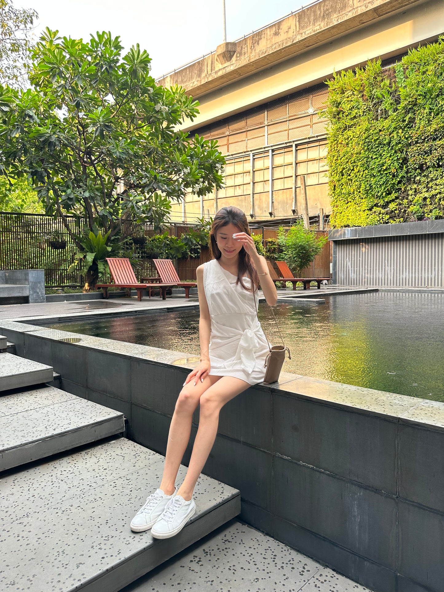 THAI Cross Shoulder Wrap Mini Dress