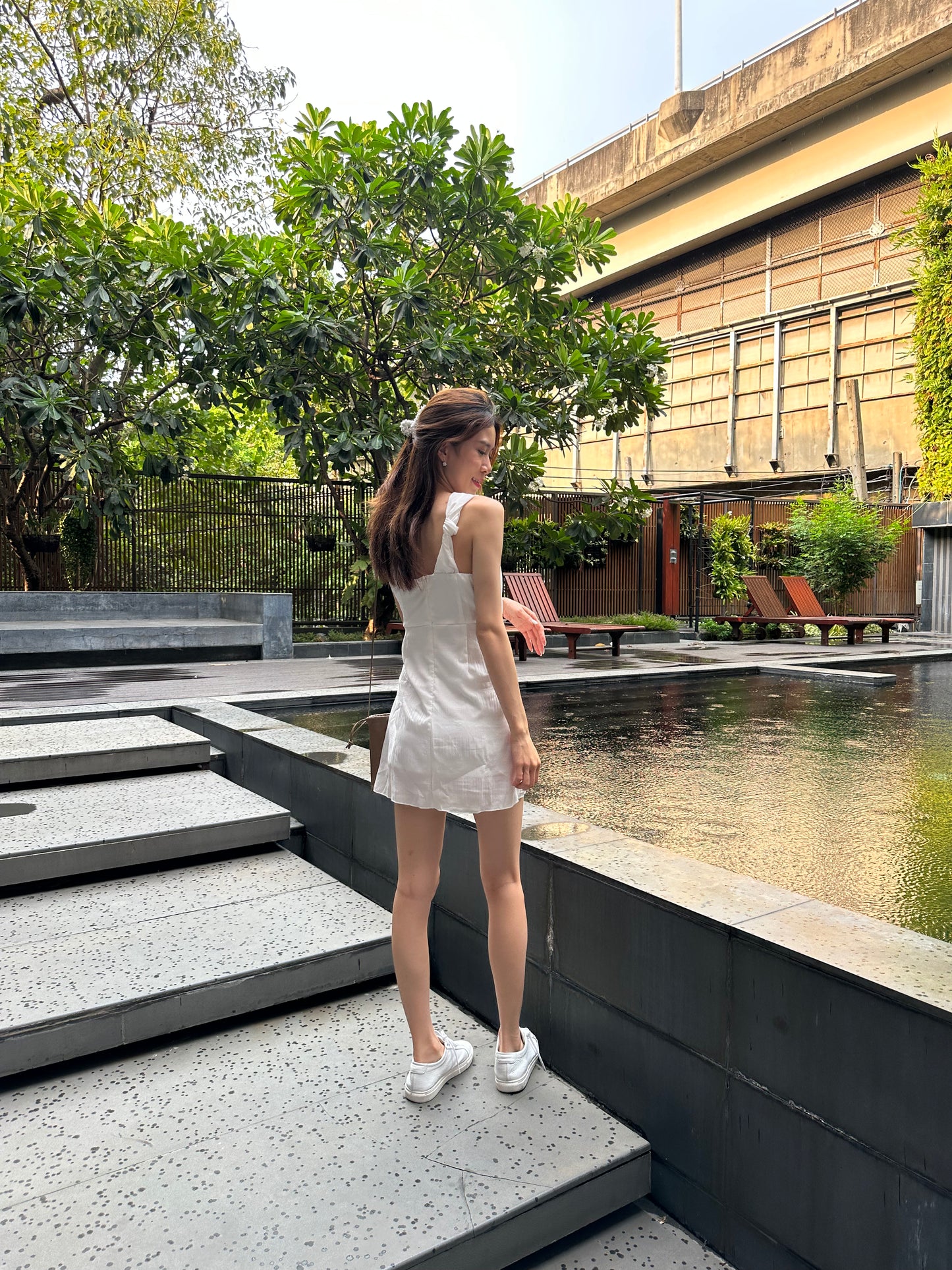 THAI Cross Shoulder Wrap Mini Dress