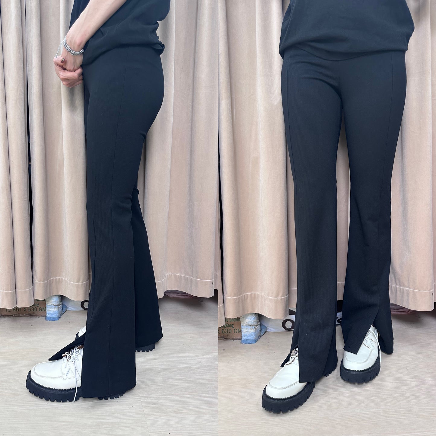 Cotton Slit Flare Pants