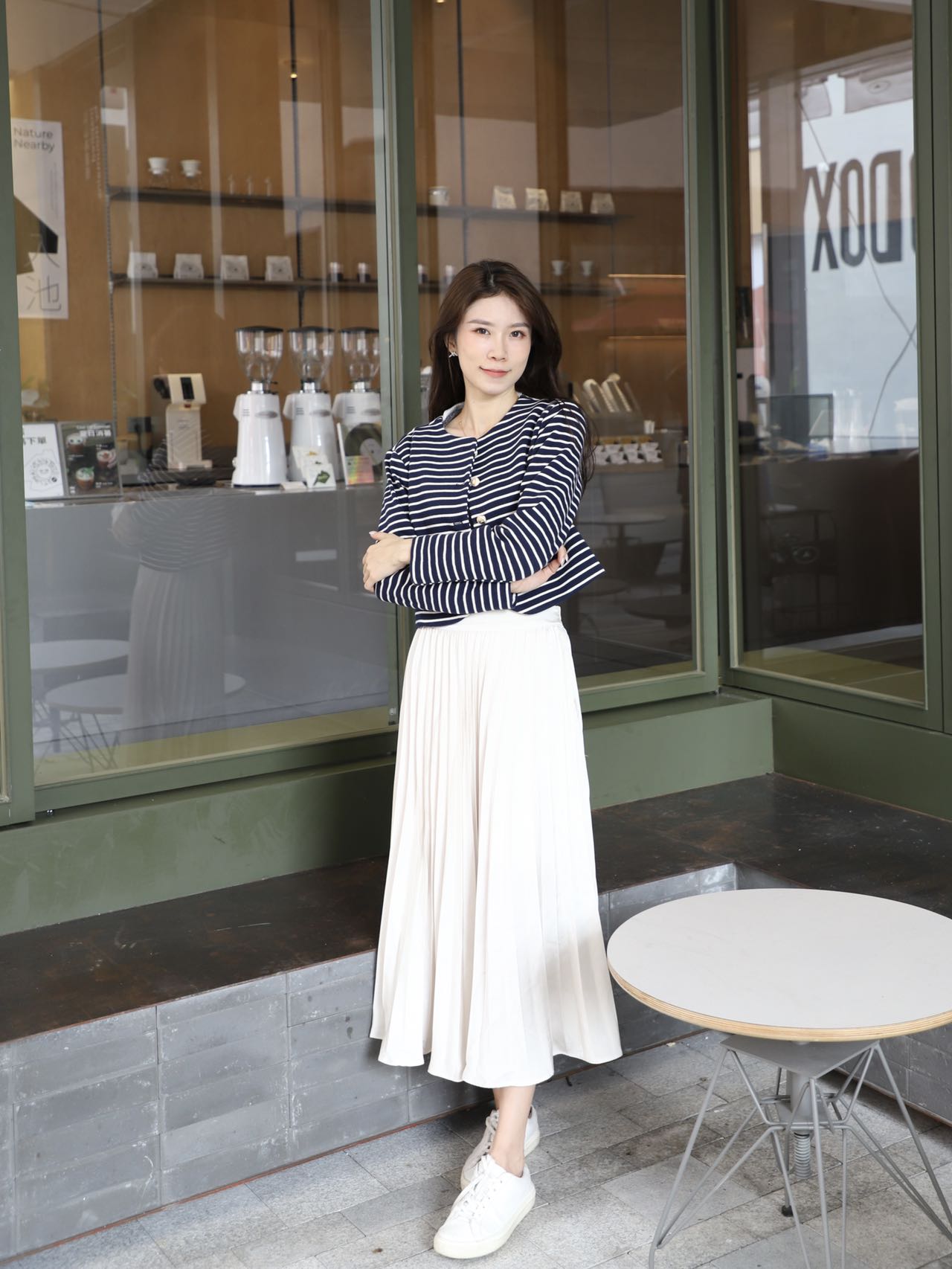 Striped & Gold Button Cardigan