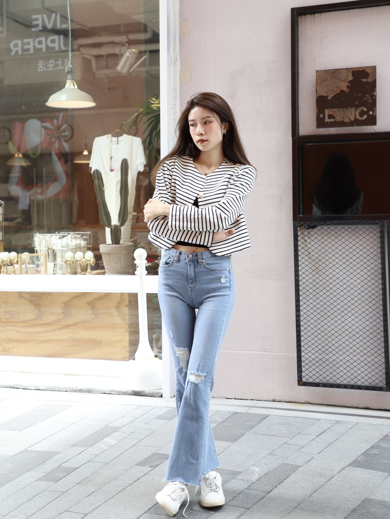 Striped & Gold Button Cardigan