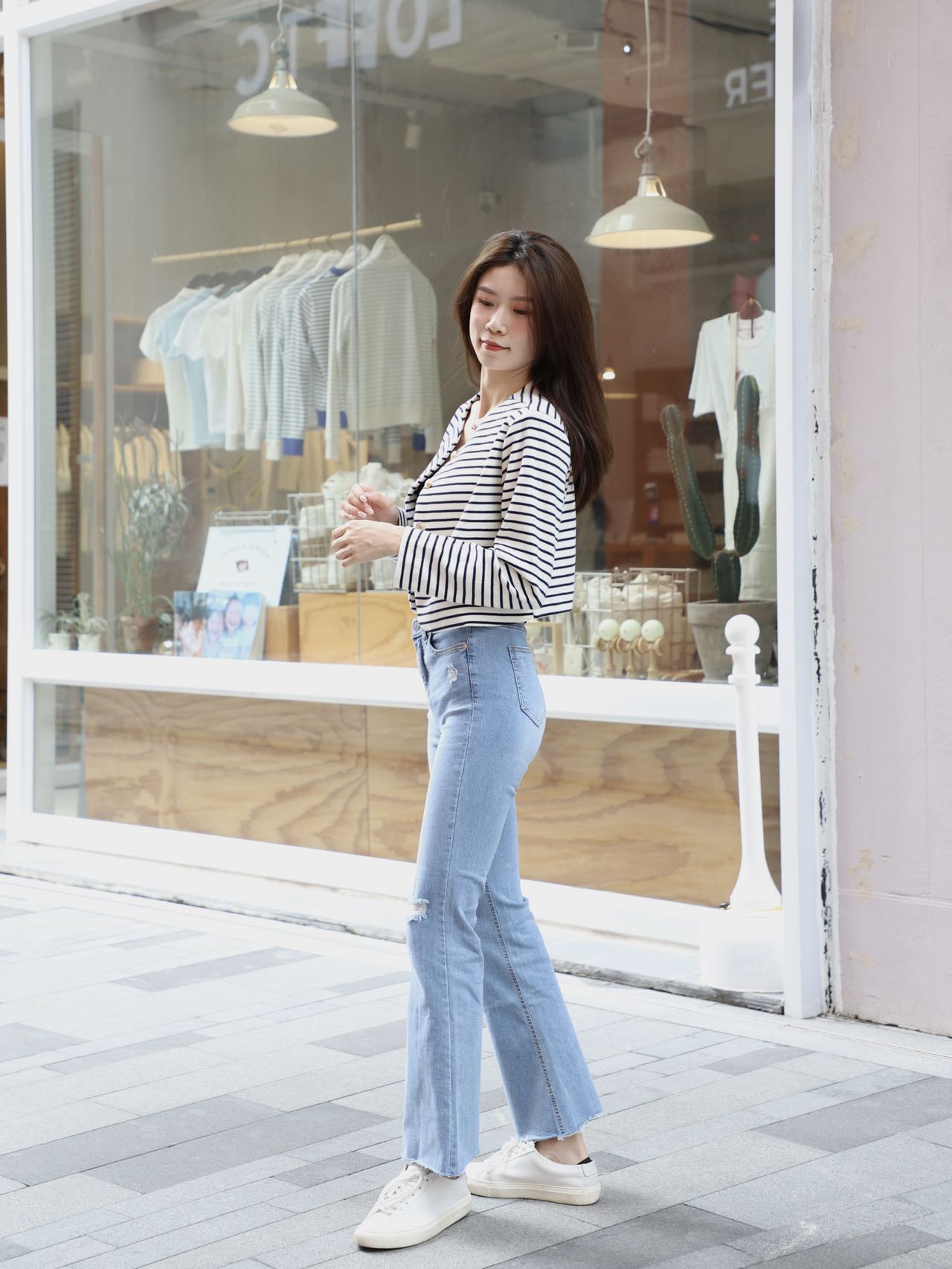 Striped & Gold Button Cardigan