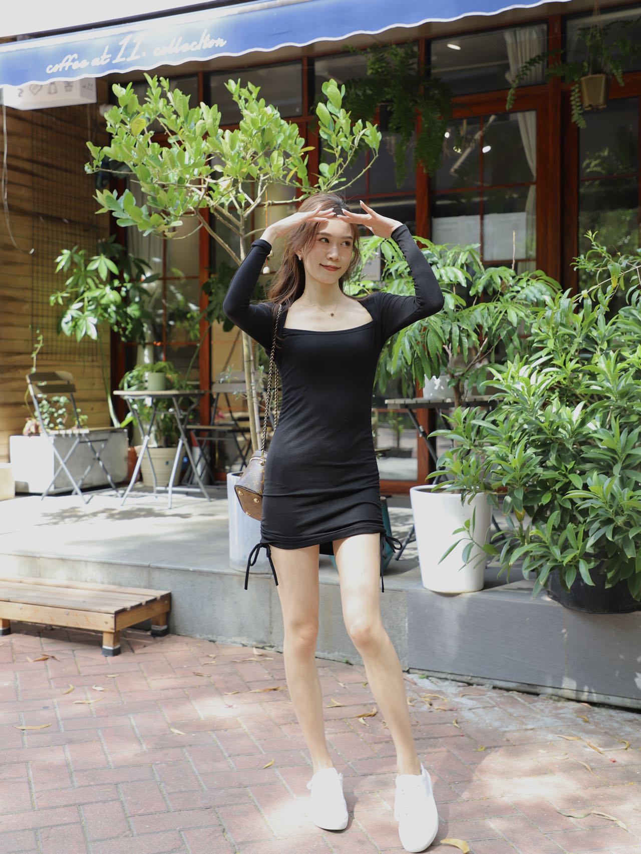 Square Neck Tie Up Mini Dress