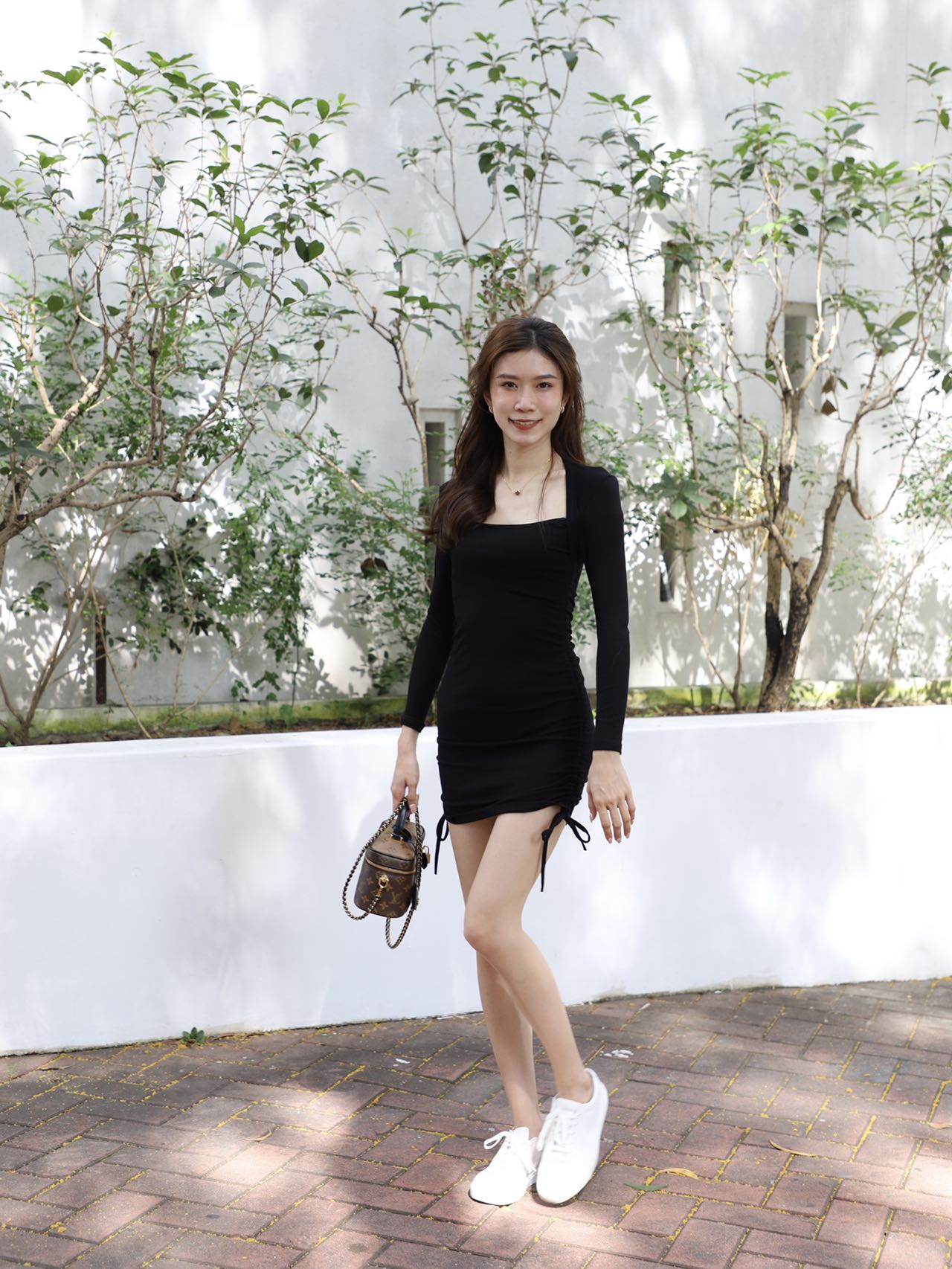 Square Neck Tie Up Mini Dress