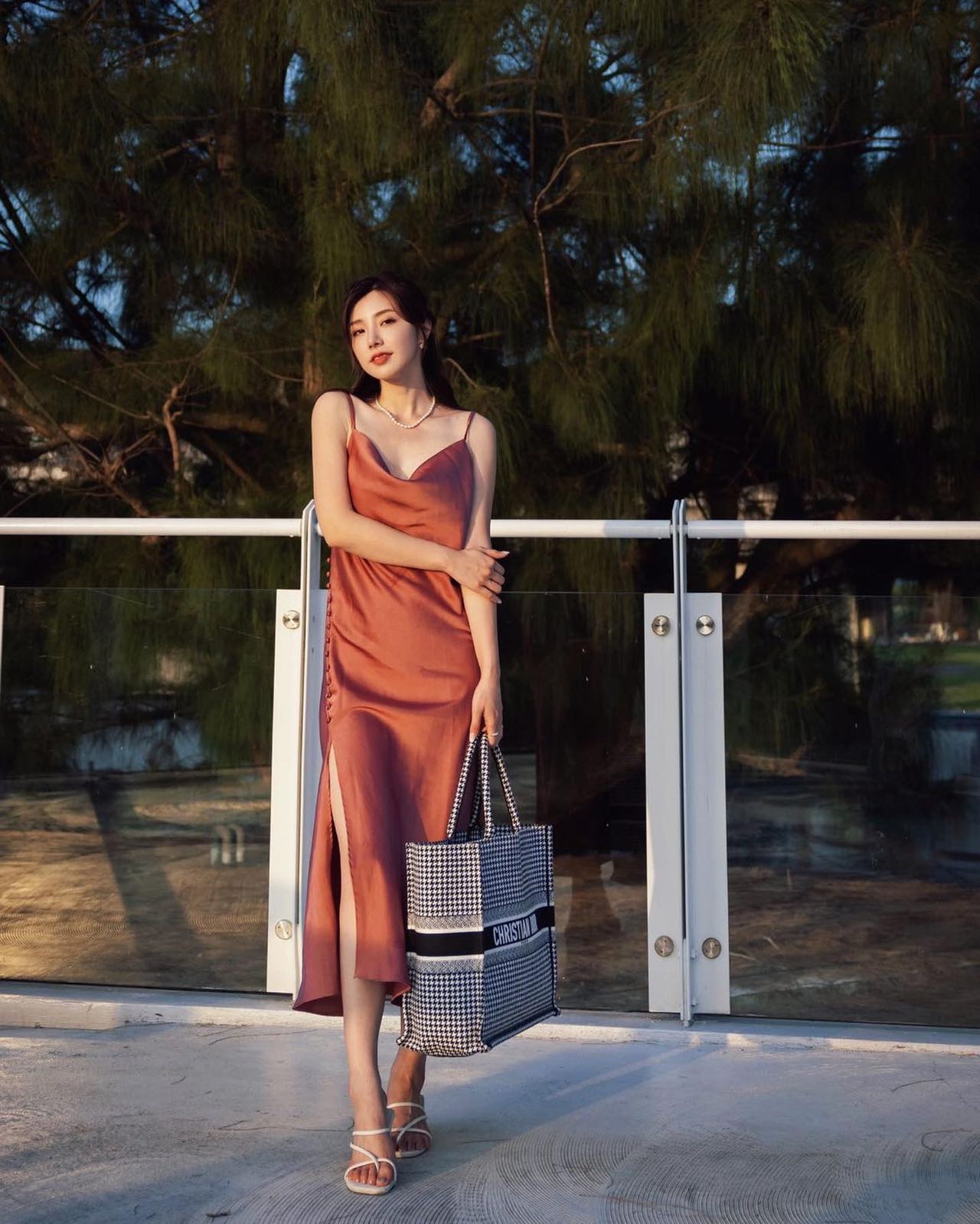 Button on the side Satin Maxi Dress