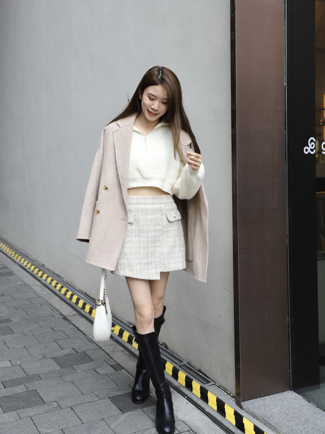 Zip Up Collar Neck Long Sleeves Sweater