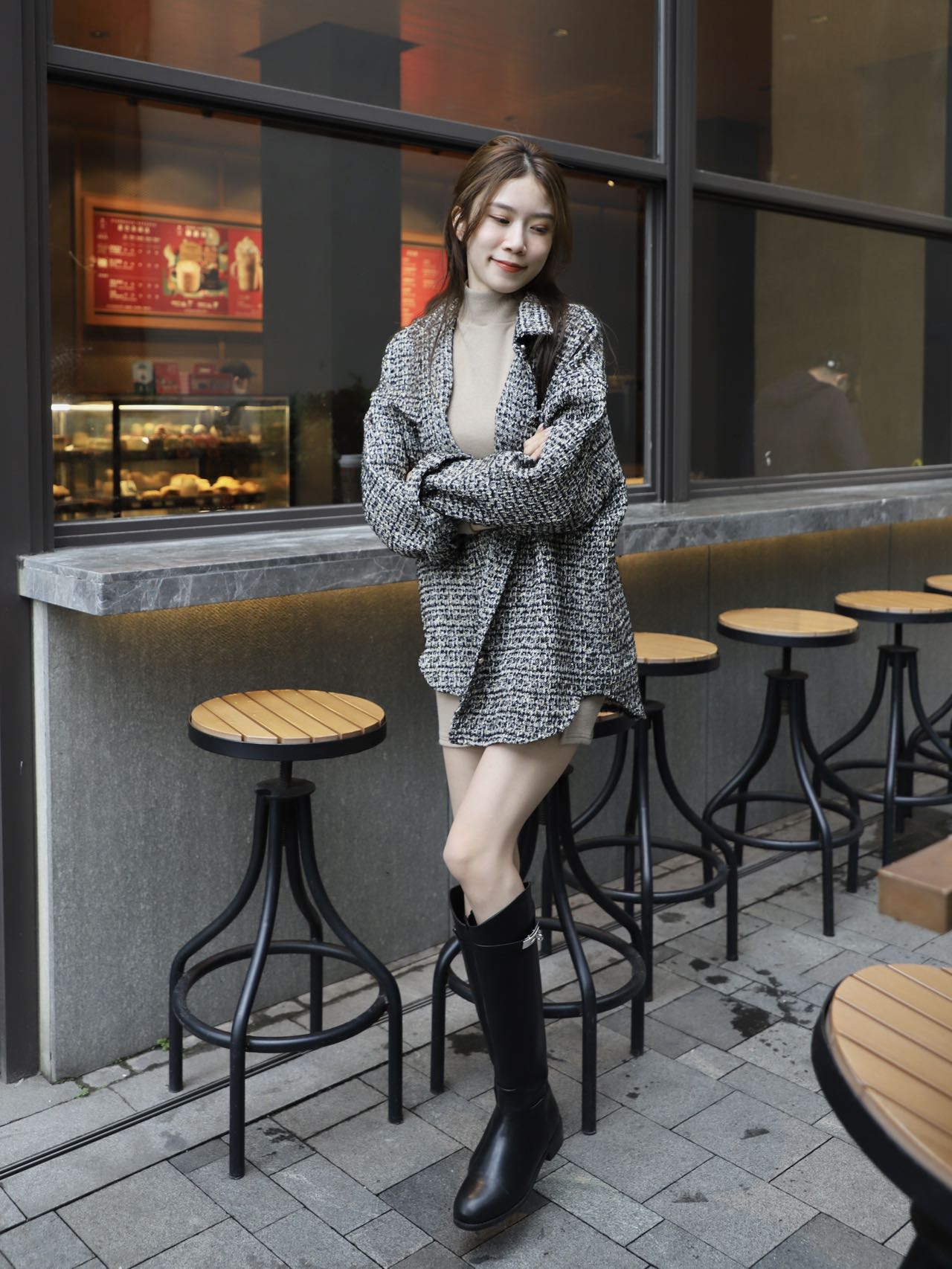 Tweed Long Sleeves Shirt Jacket