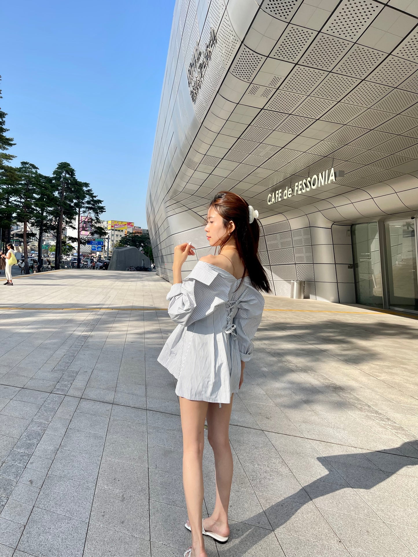 Cross at the back Shirt Mini Dress