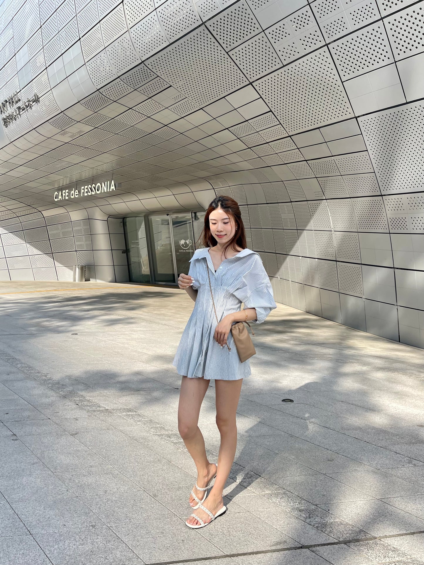 Cross at the back Shirt Mini Dress