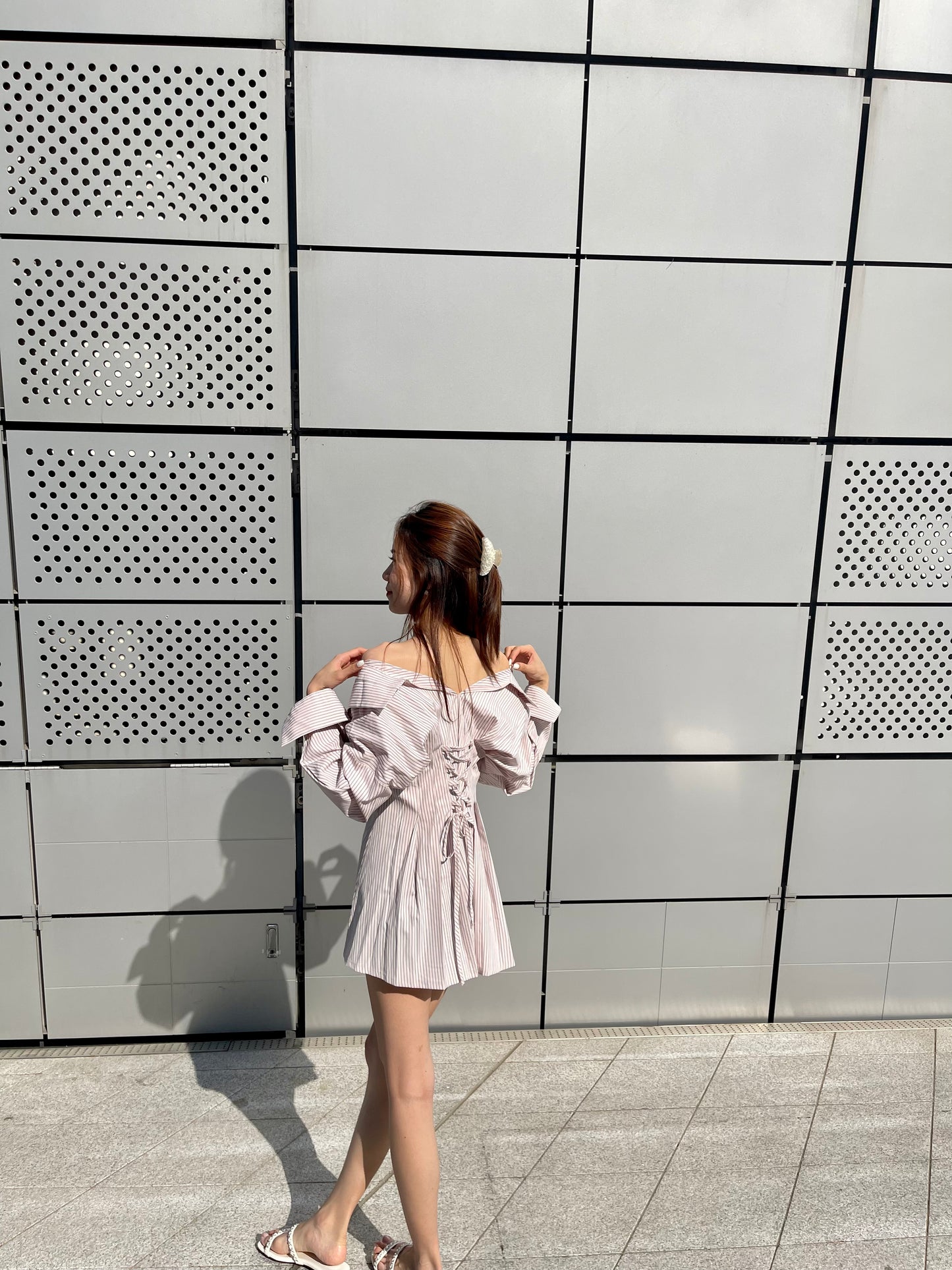 Cross at the back Shirt Mini Dress
