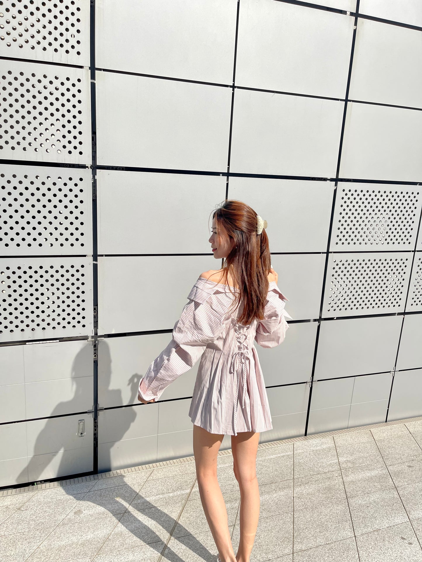 Cross at the back Shirt Mini Dress