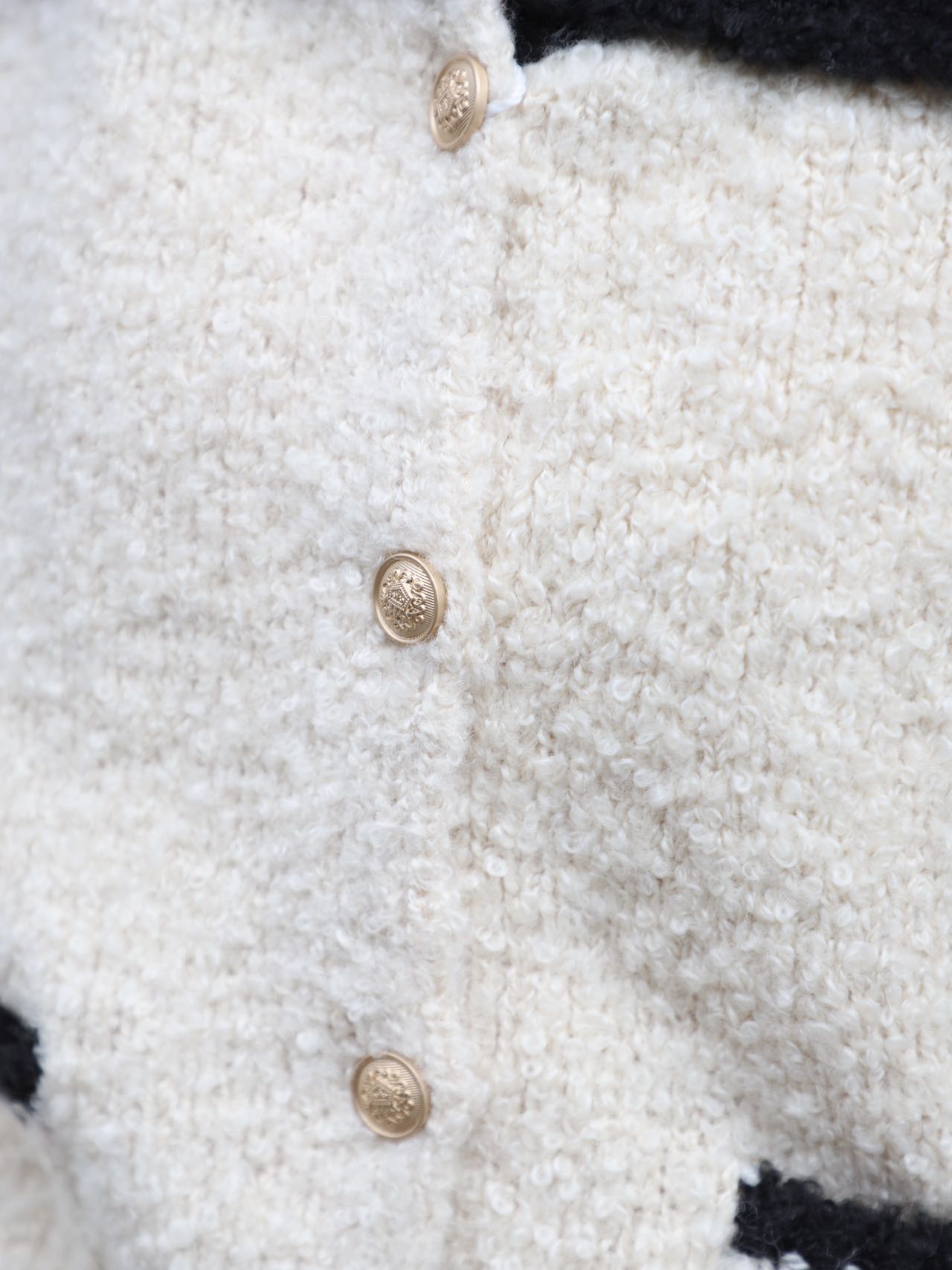 Collar Neck & Gold Button Oversized Cardigan