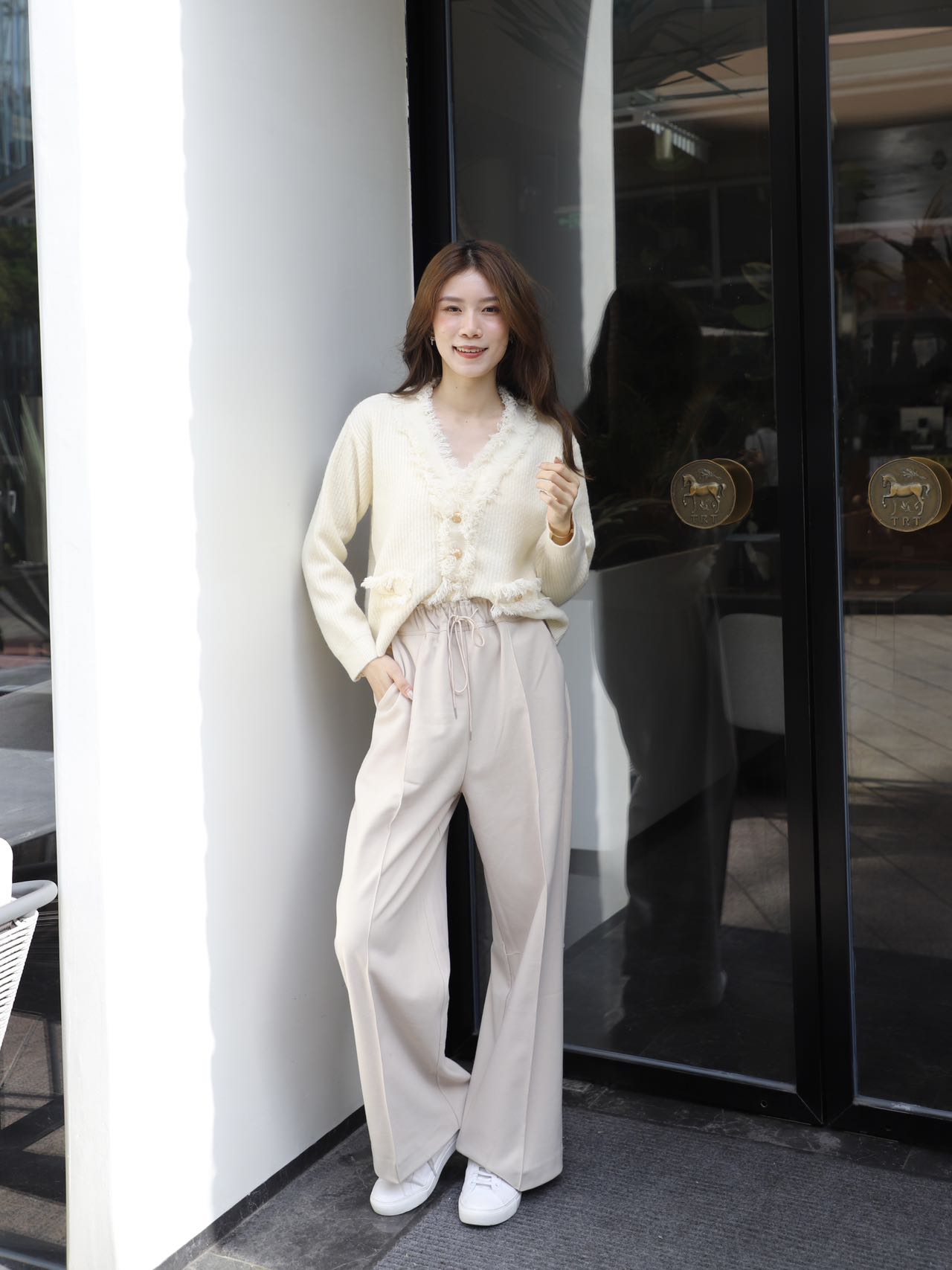 Wide Leg Straight Wool Pants