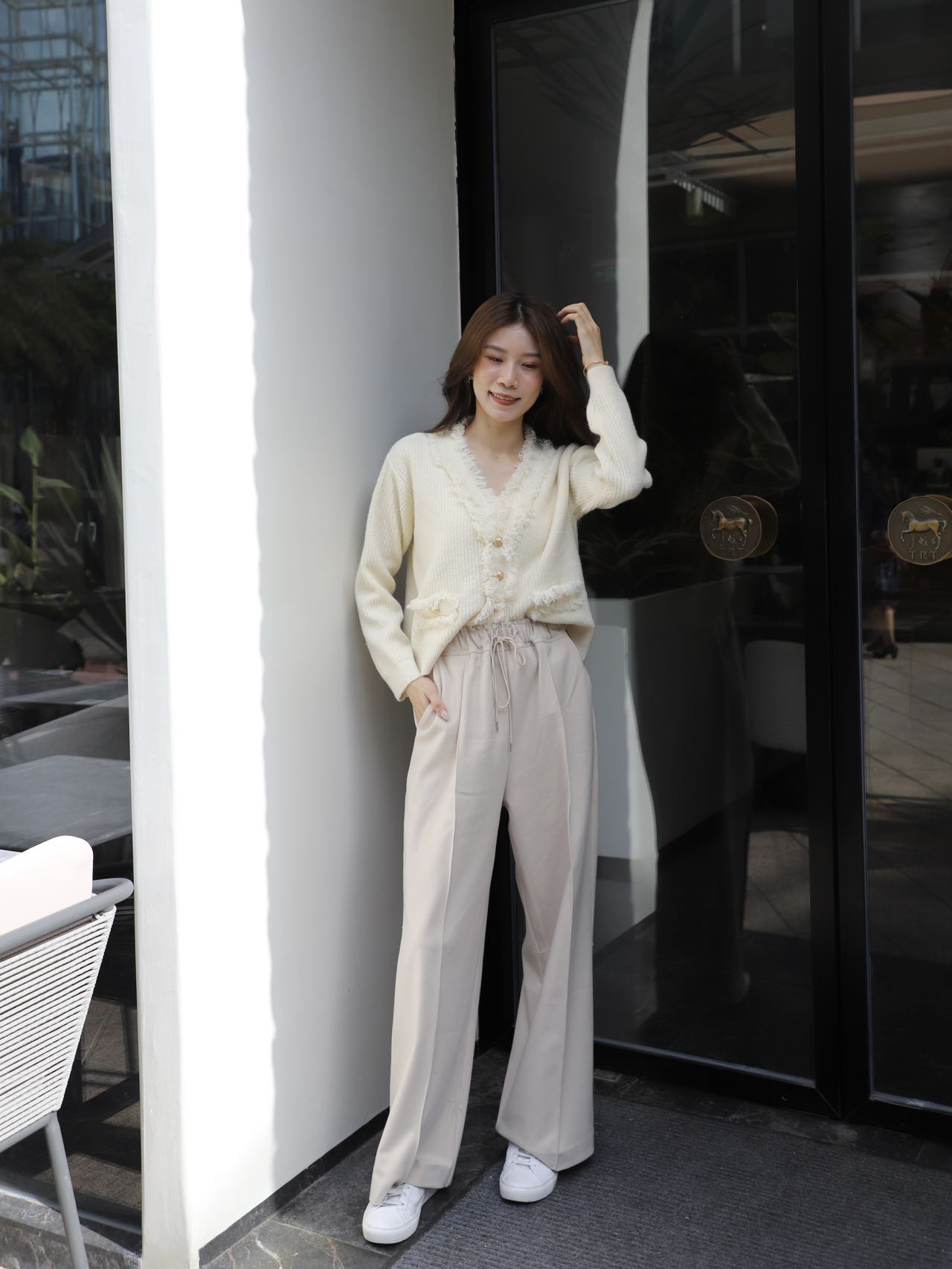 Wide Leg Straight Wool Pants