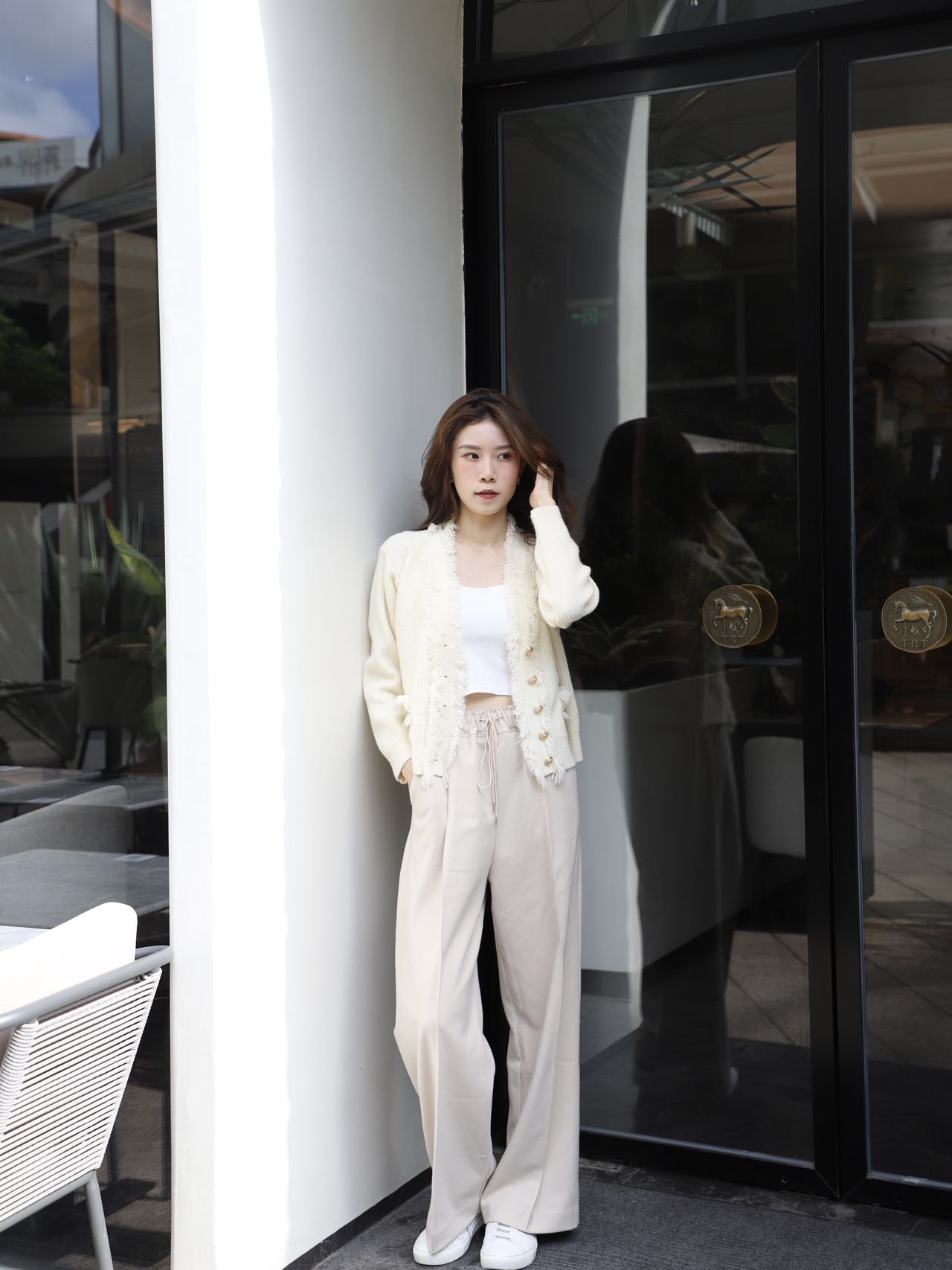 Wide Leg Straight Wool Pants