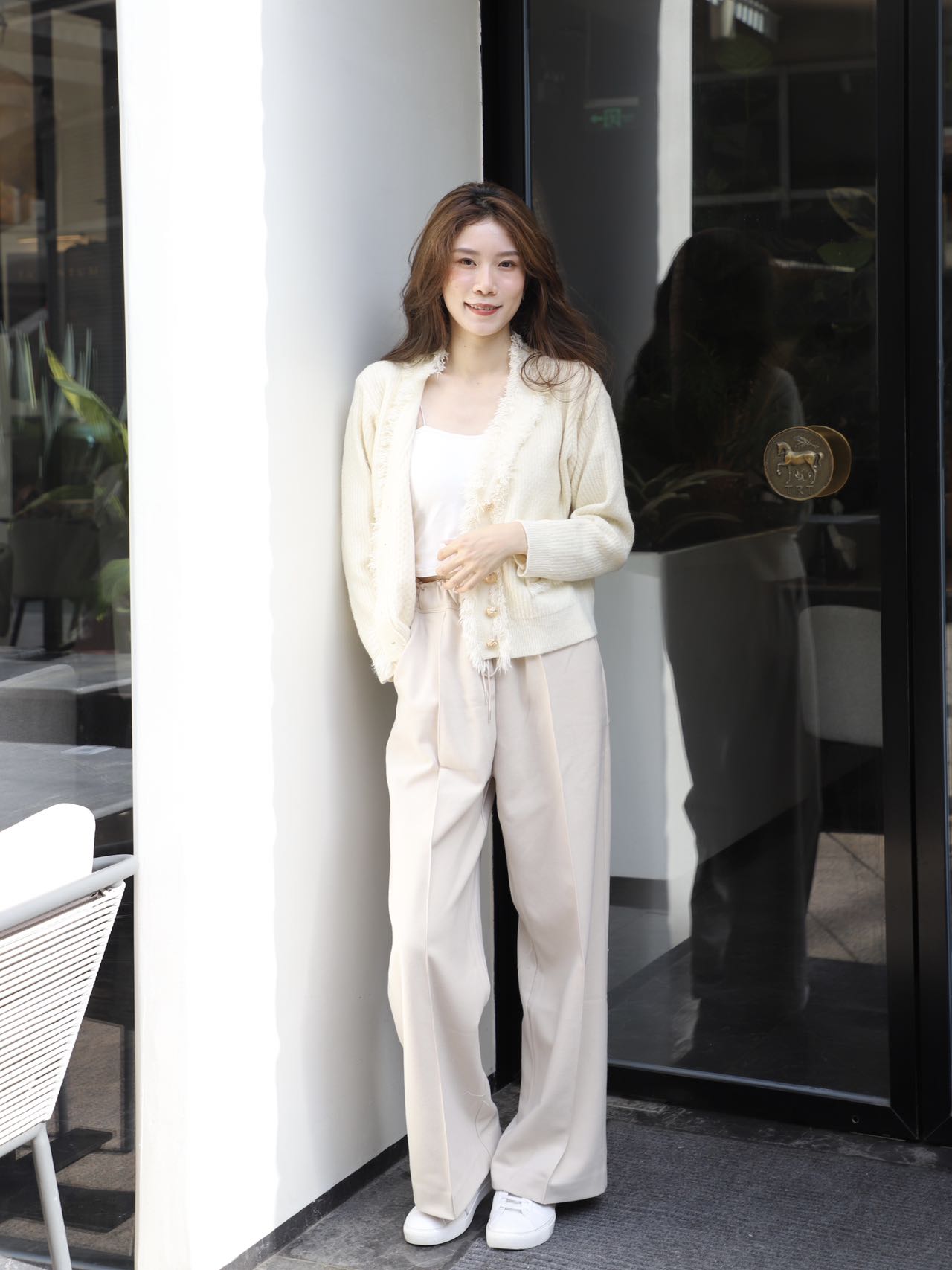 Wide Leg Straight Wool Pants