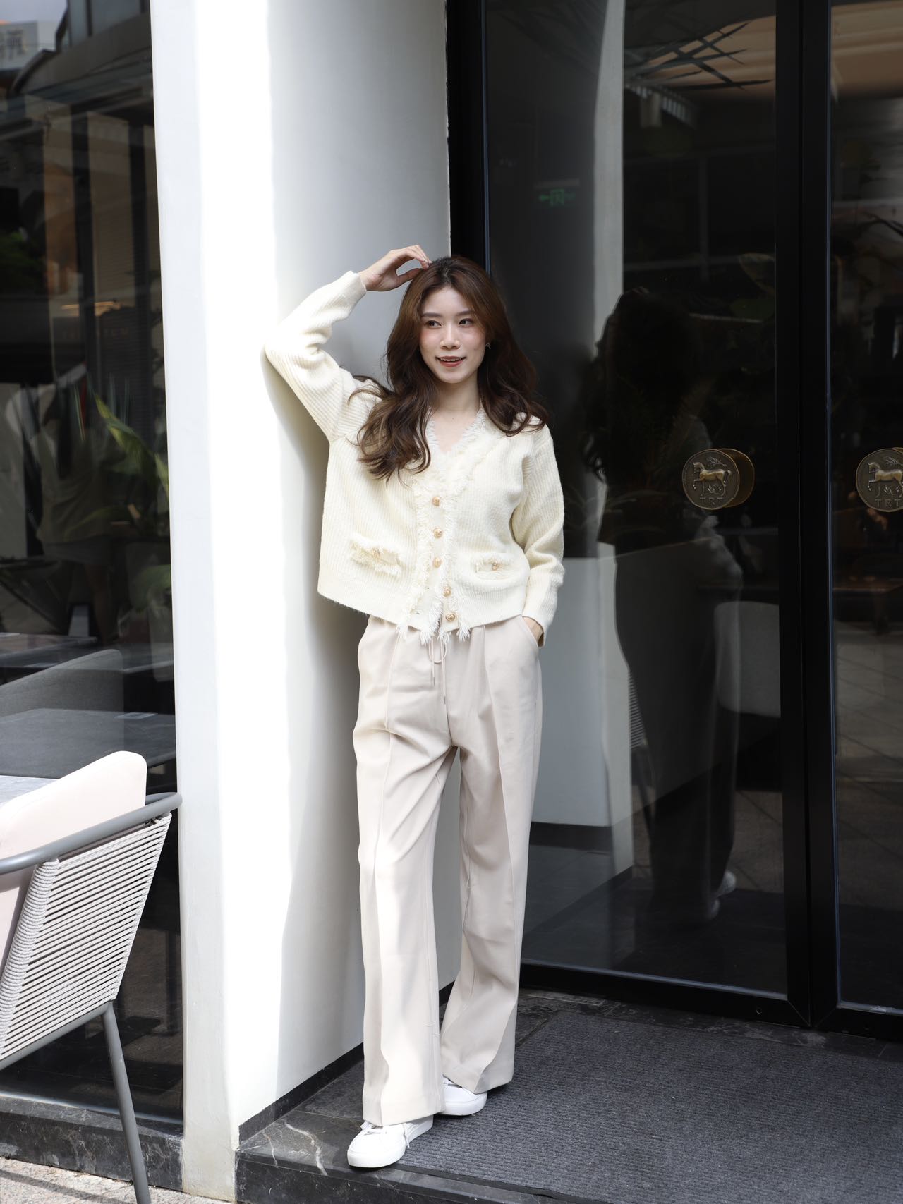 Wide Leg Straight Wool Pants