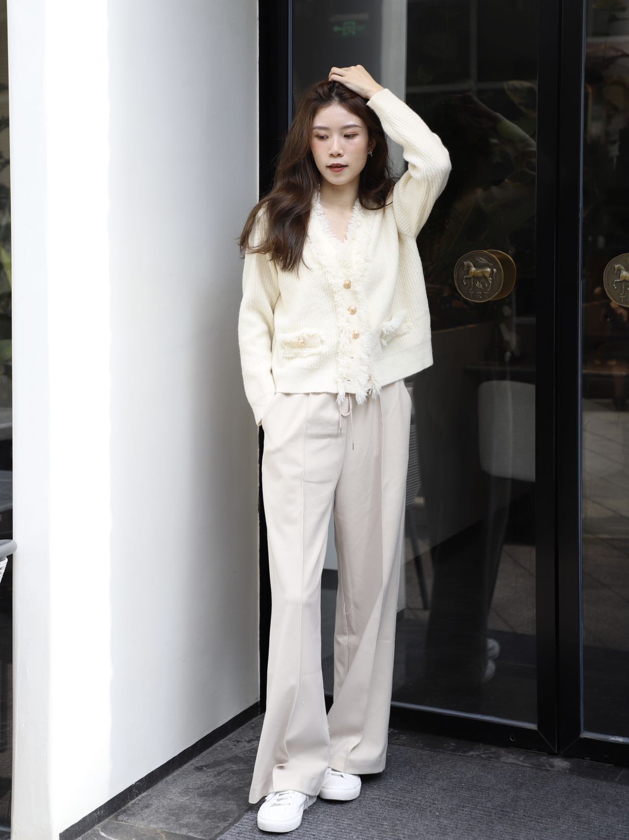 Wide Leg Straight Wool Pants