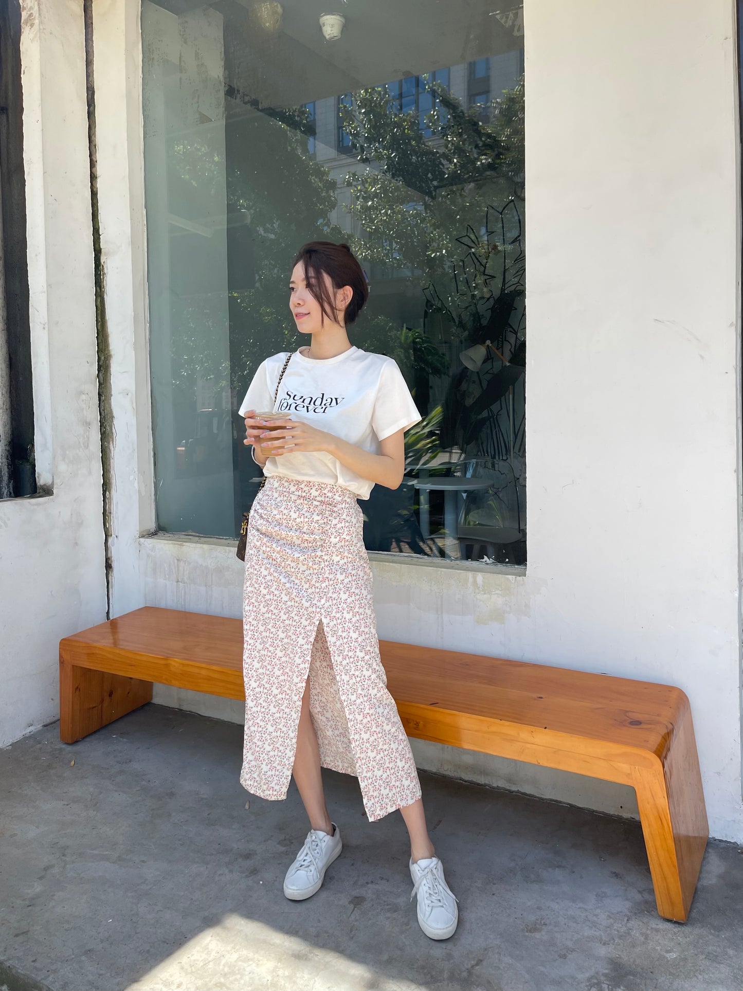 Floral Midi Slit Skirt