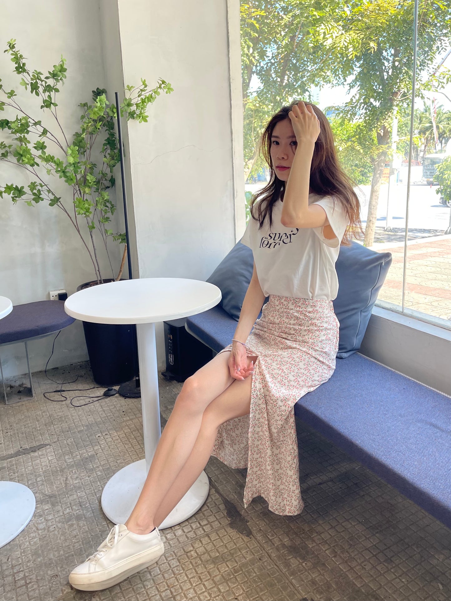 Floral Midi Slit Skirt