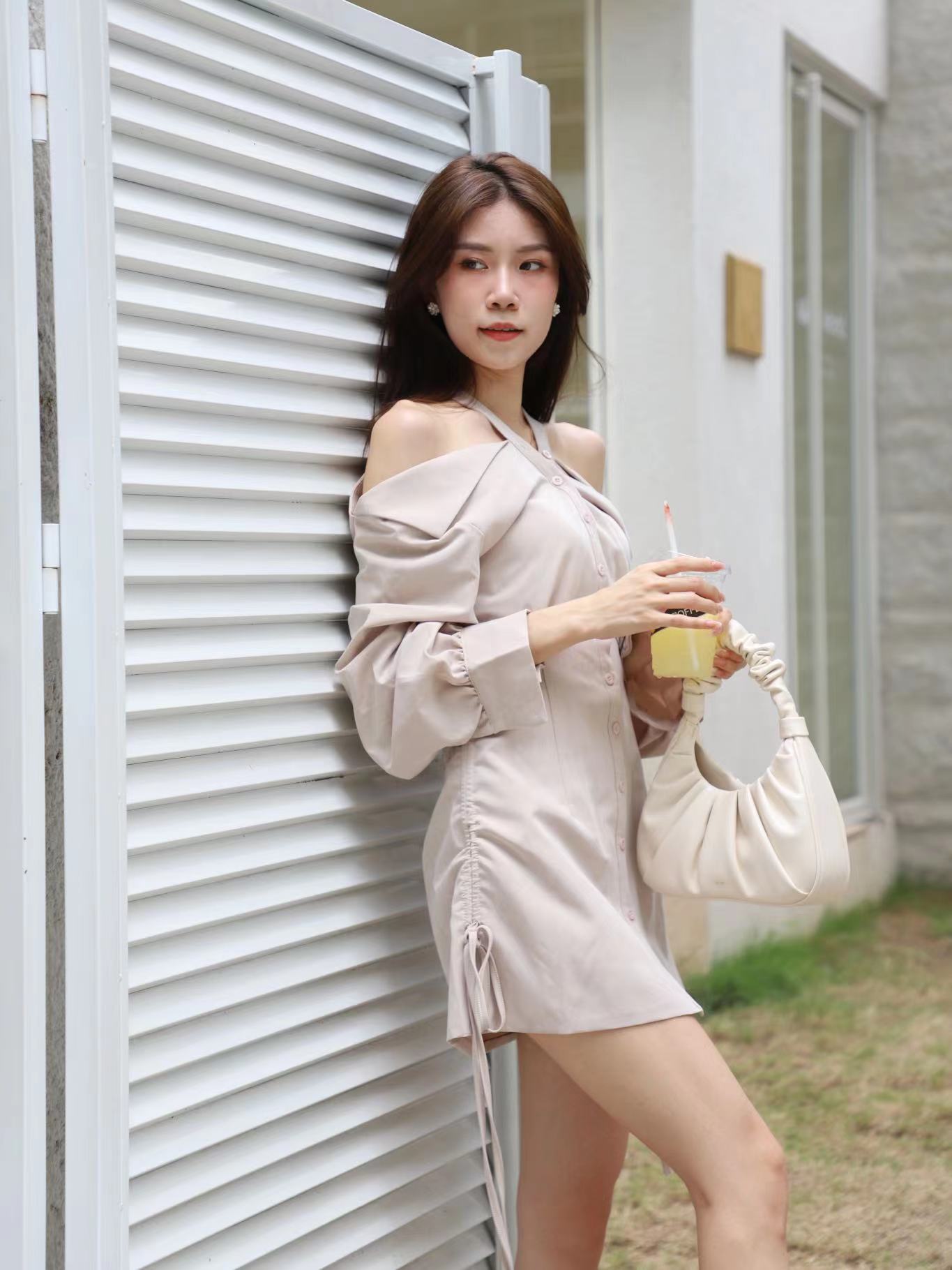 Cross off shoulder store dress