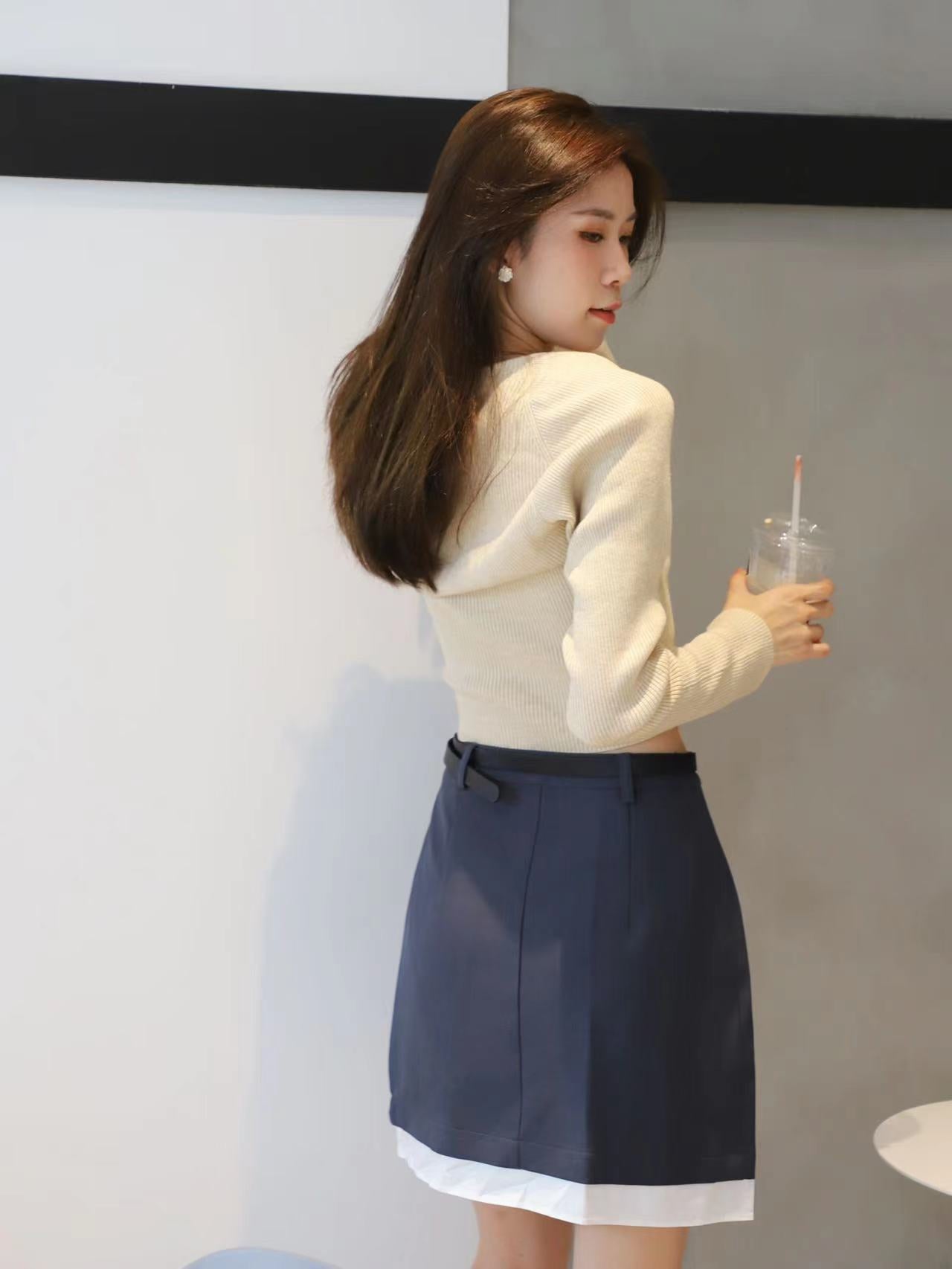 Cropped Off Shoulder with Cardigan Set