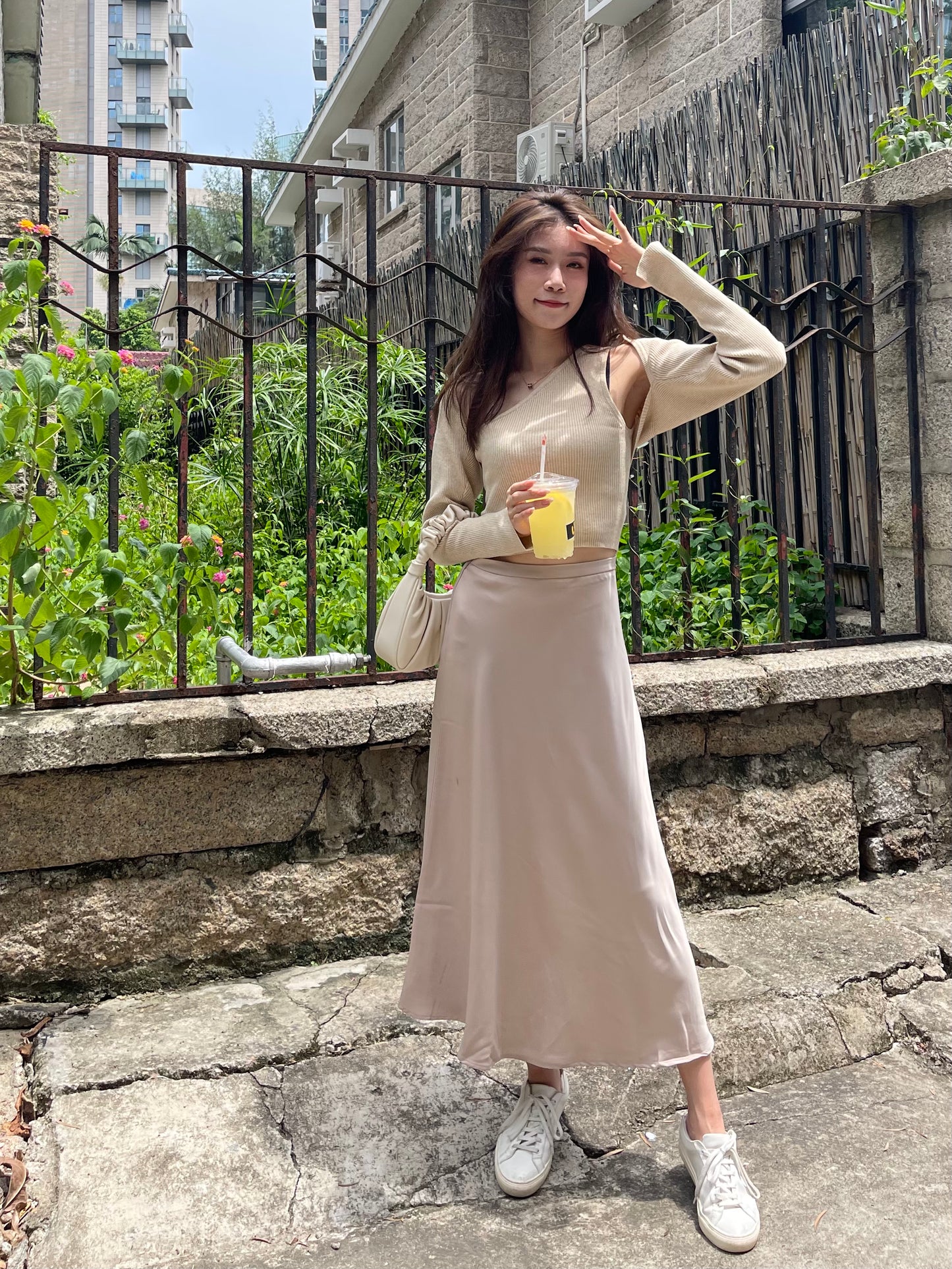Cropped Off Shoulder with Cardigan Set