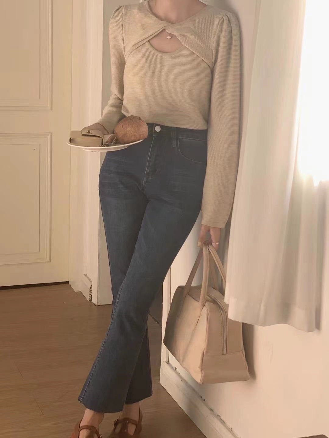 Twisted on the chest Long Sleeves Top