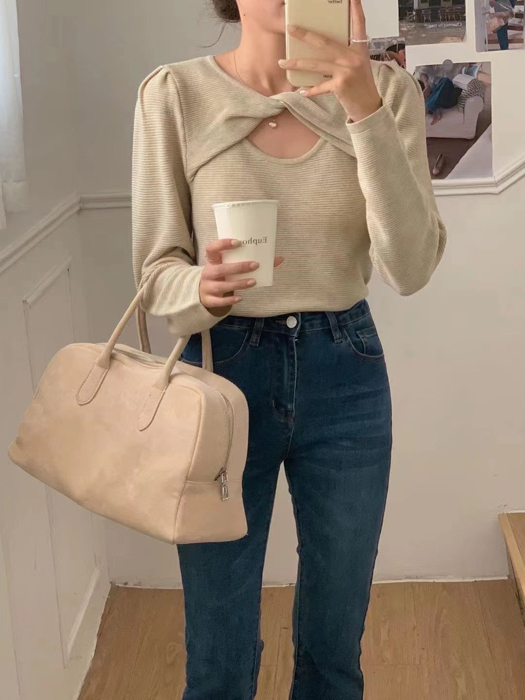 Twisted on the chest Long Sleeves Top