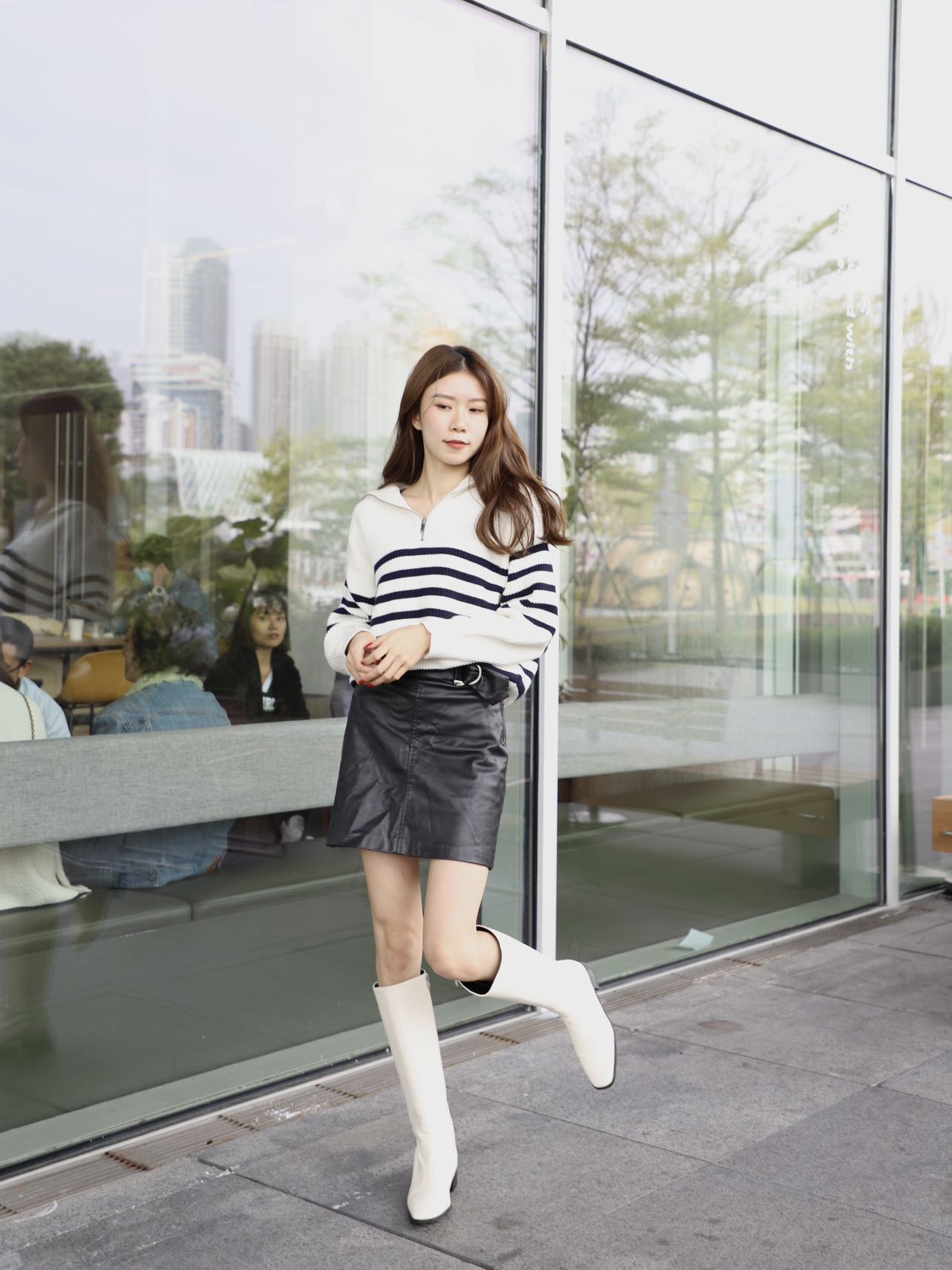 Striped Zip Up Long Sleeves Sweater