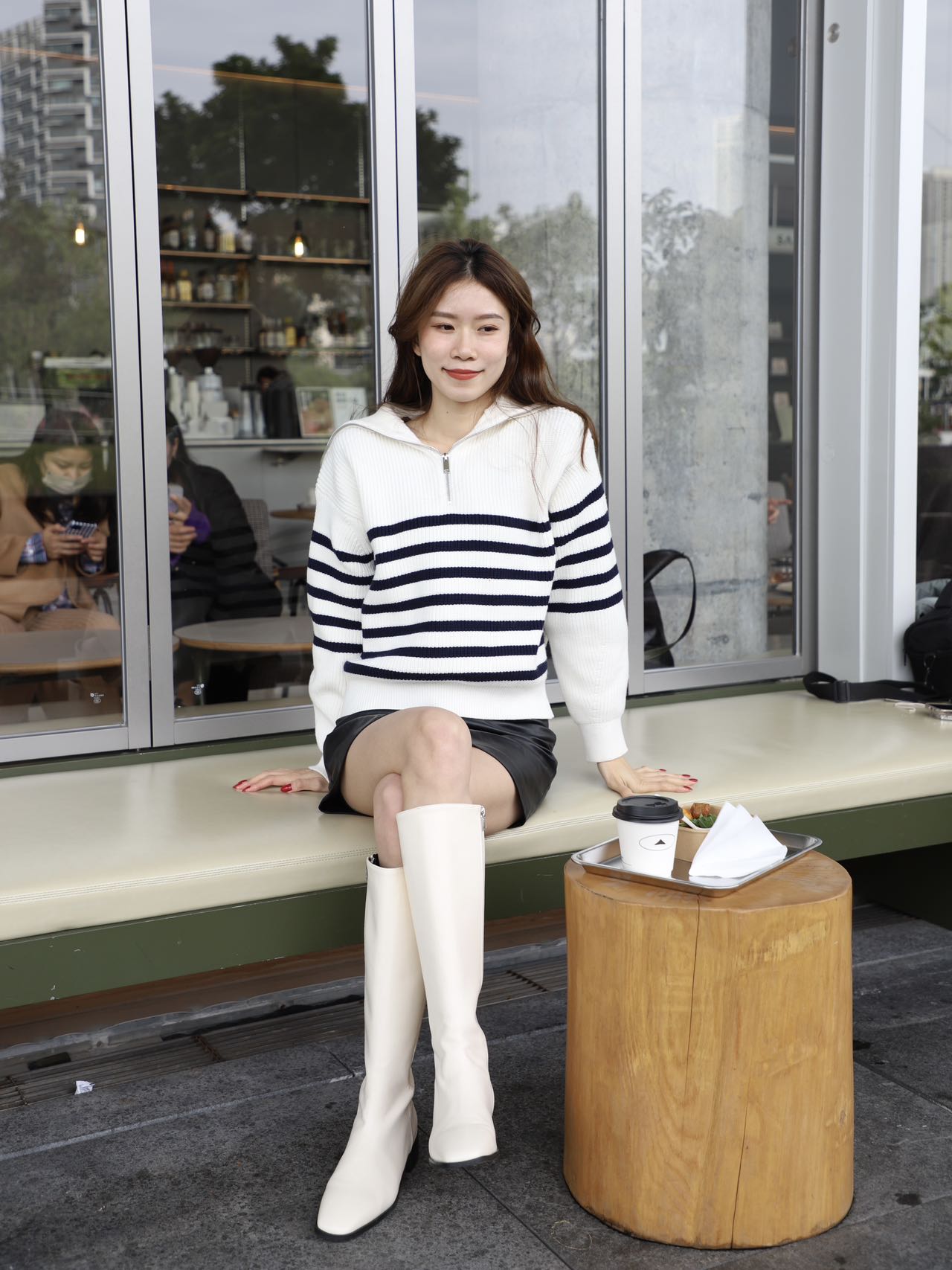 Striped Zip Up Long Sleeves Sweater