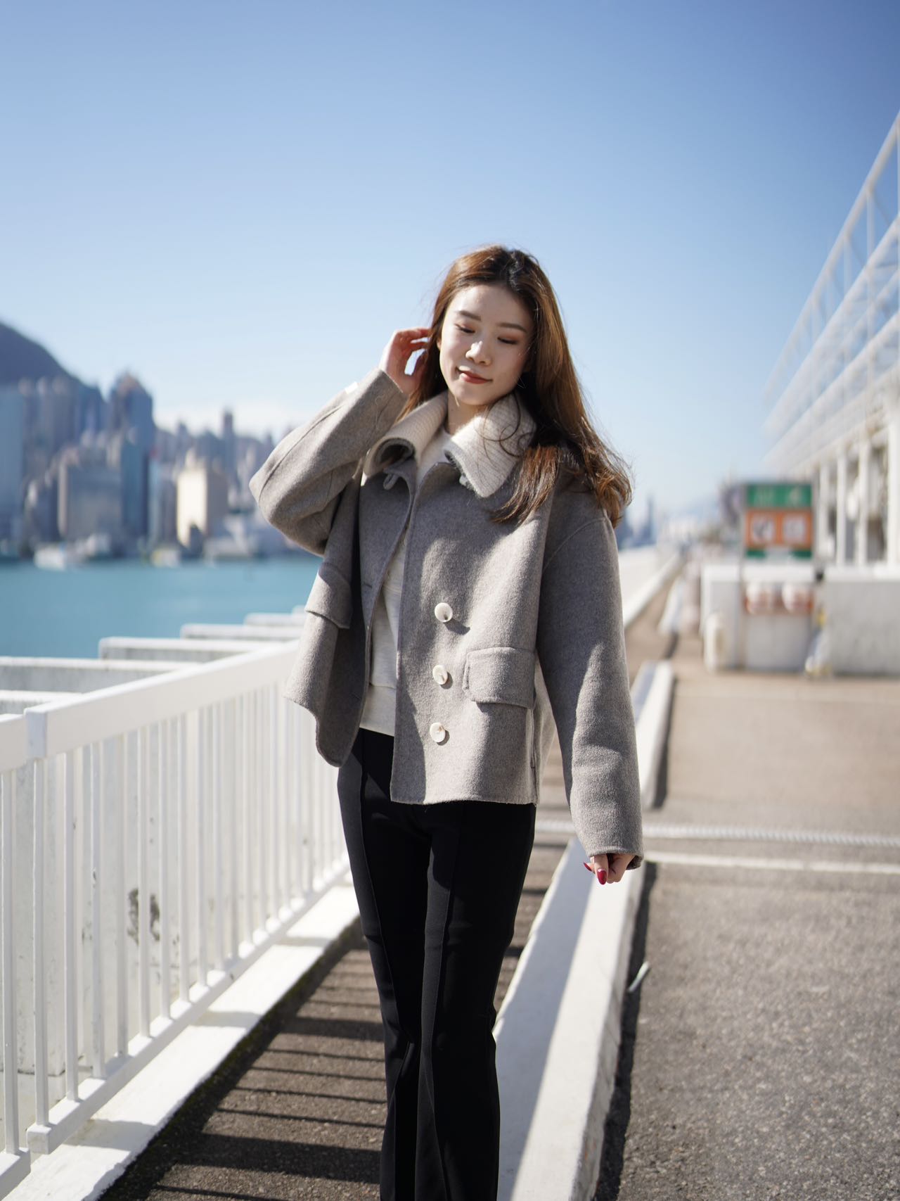 Collar Neck Designed Wool Jacket