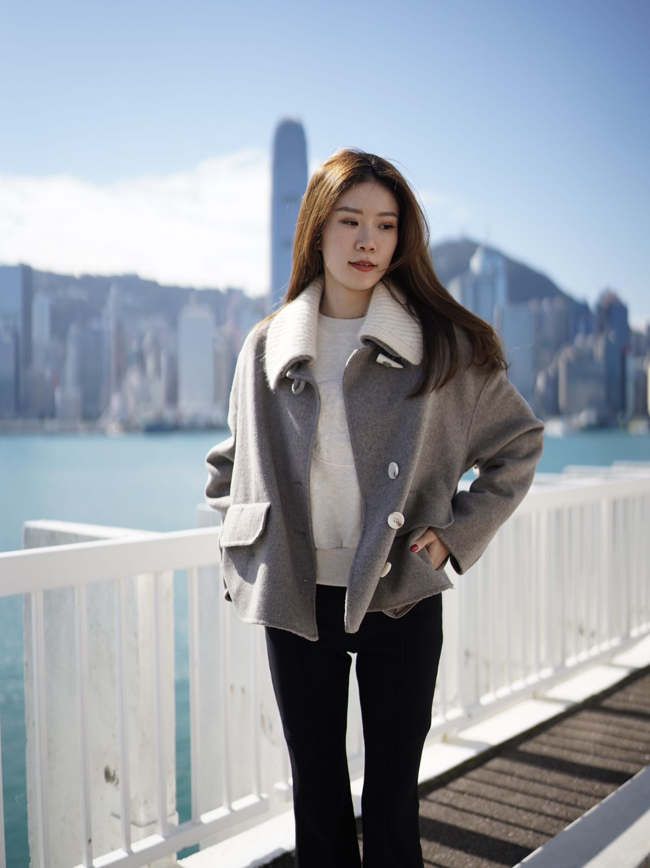 Collar Neck Designed Wool Jacket